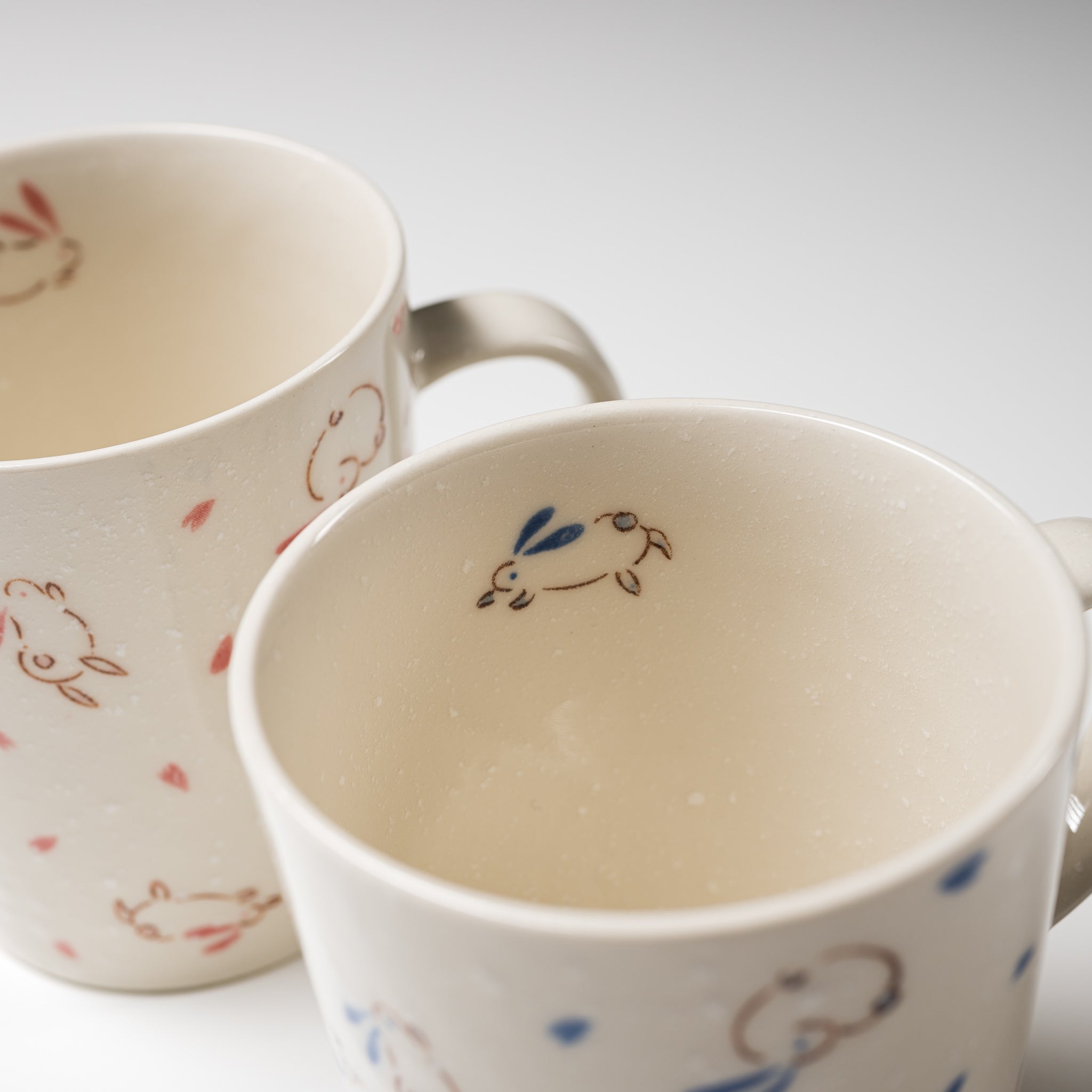 Snowing Rabbit Mug Cup - Cute Ceramic Coffee Cup with Rabbit Design, 2 Colors (White & Pink) - Perfect for Hot Drinks, Gifts, and Winter Cozy Moments