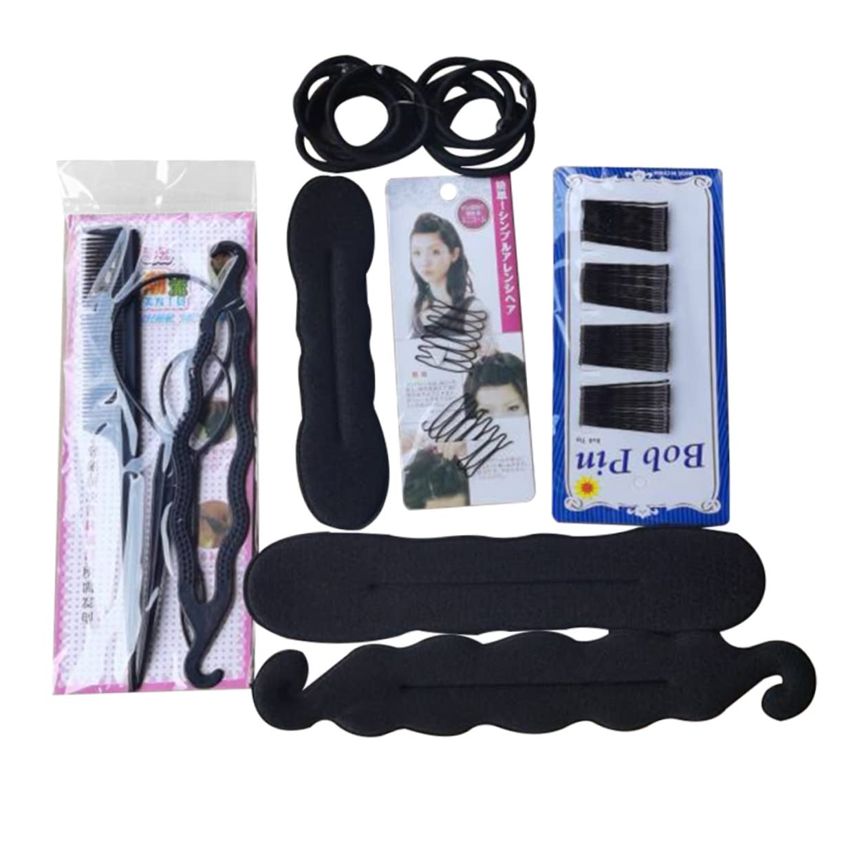 Lurrose Hair Donut Bun Maker - 1 Set Sponge Curlers for Volume & Styling, DIY Hair Shaper Tool, Flannel Black - Perfect for Updos, Ponytails & Hair Accessories (Wedding, Party, Daily Use)