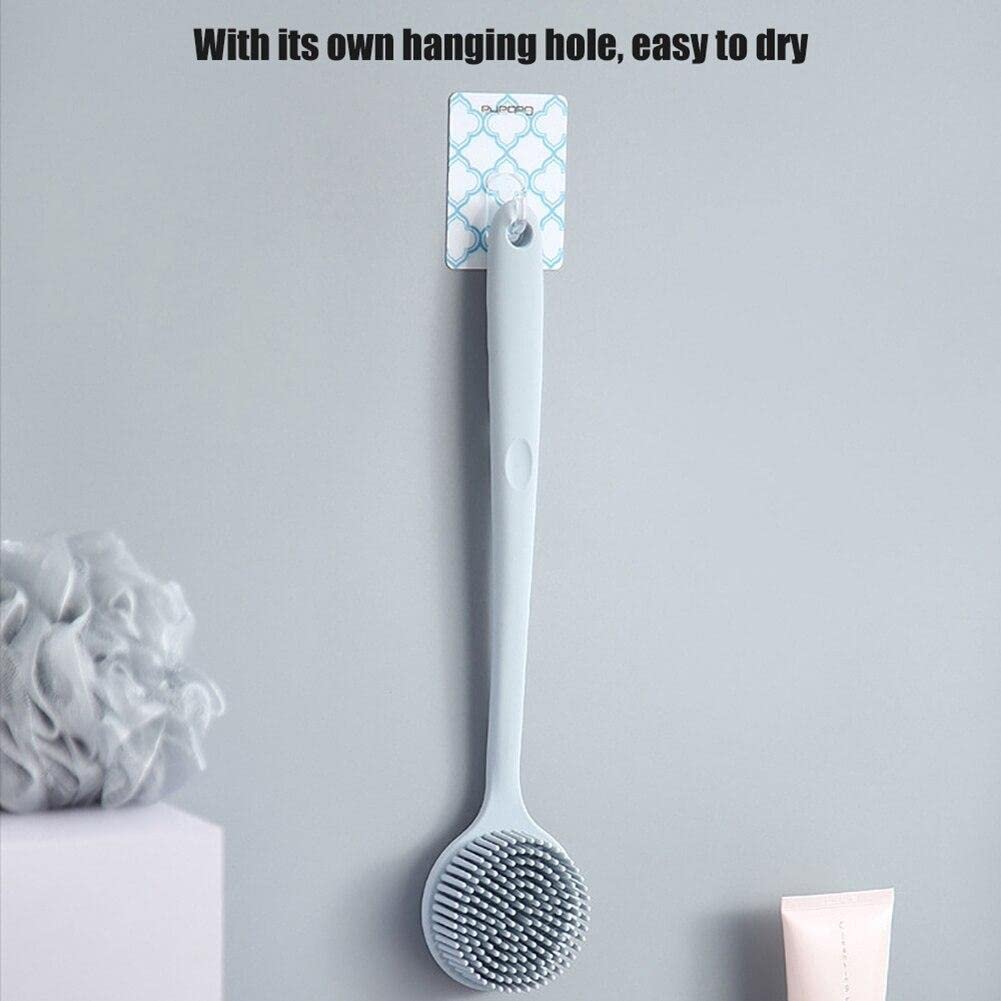Simxen Dual-Sided Silicone Body Scrubber & Massage Brush with Long Handle - Exfoliating Shower Brush for Back, Legs & Full Body Care - Perfect for Bath, Spa & Home Relaxation Therapy