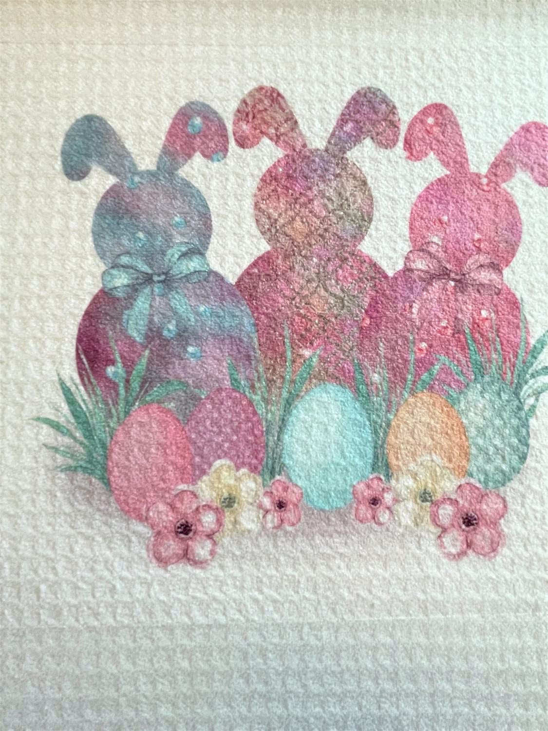 Easter Bunny Microfiber Dish Towel - Waffle Weave for Kitchen Cleaning