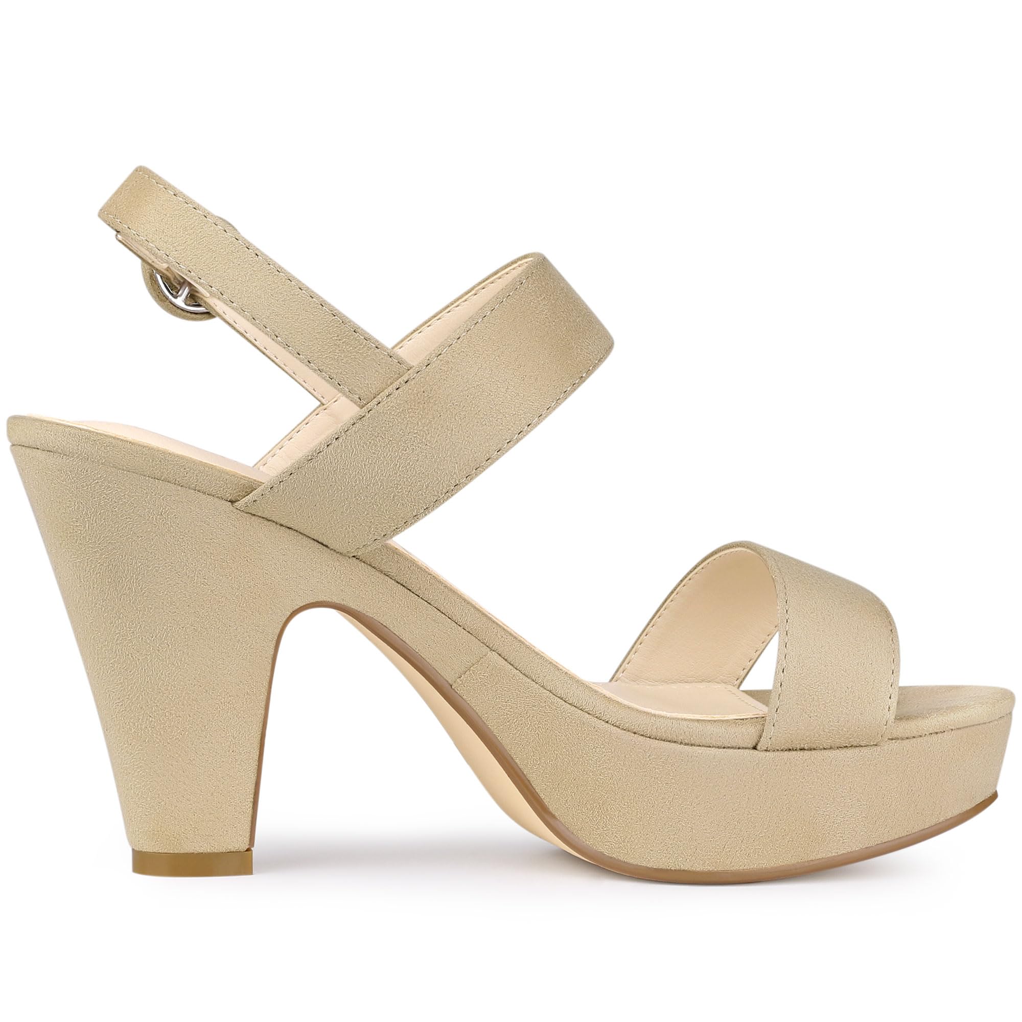 Allegra K Women's Chunky High Heel Slingback Platform Sandals - Comfortable Dressy Shoes for Parties, Weddings & Night Out