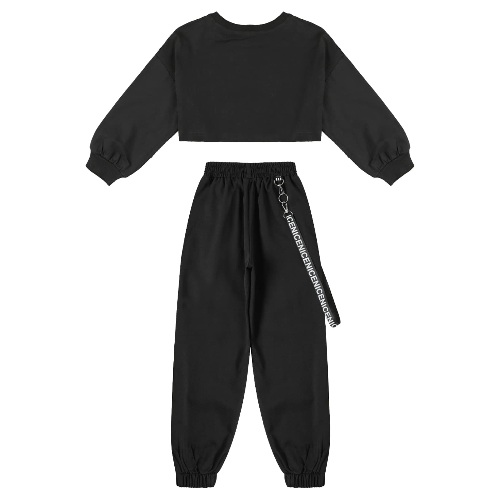 Freebily Girls' Tracksuit Set - Stylish Sweatshirt, Pullover Crop Top & Joggers for Dance, Jazz & Hip Hop | Perfect for Modern Dance Classes, Gym Workouts & Casual Streetwear