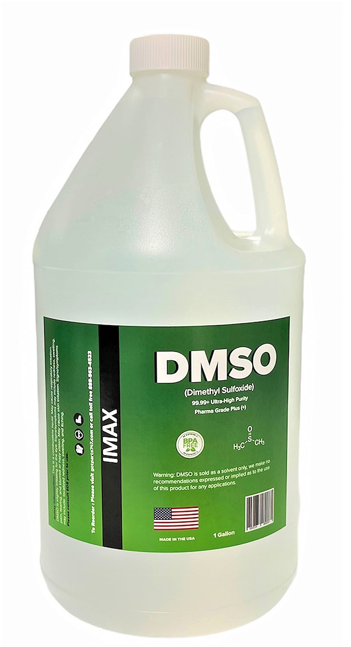 1 Gallon Ultra High Purity Liquid DMSO 99.995%+ Dimethyl Sulfoxide - Pharmaceutical & Laboratory Grade - Made in USA - Perfect for Solvent, Cryopreservation & Pain Relief Applications