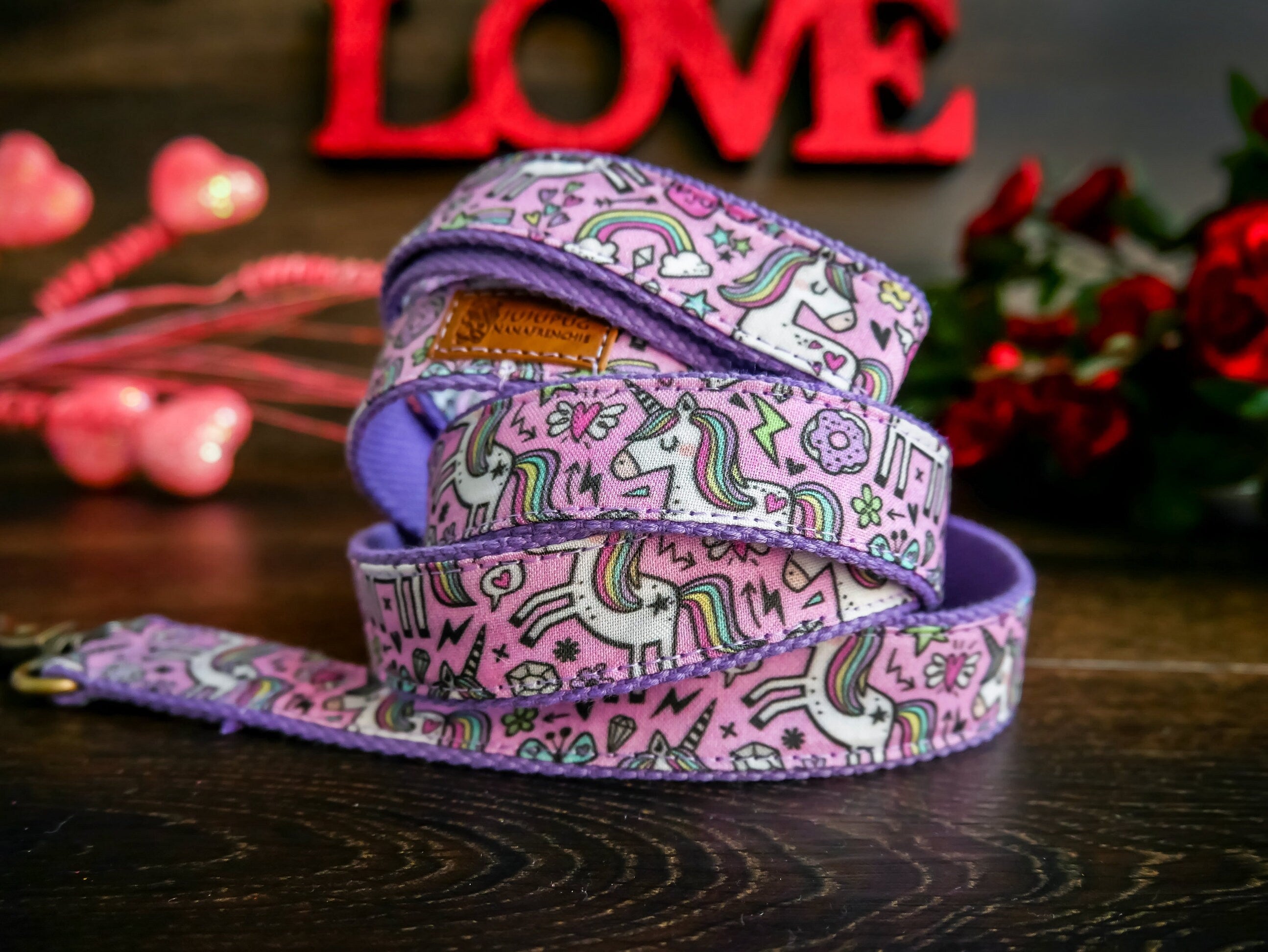Sparkle Unicorn Dog Collar with Flower Design - Adjustable Pet Collar for Small & Medium Dogs - Perfect for Parties, Halloween & Daily Walks