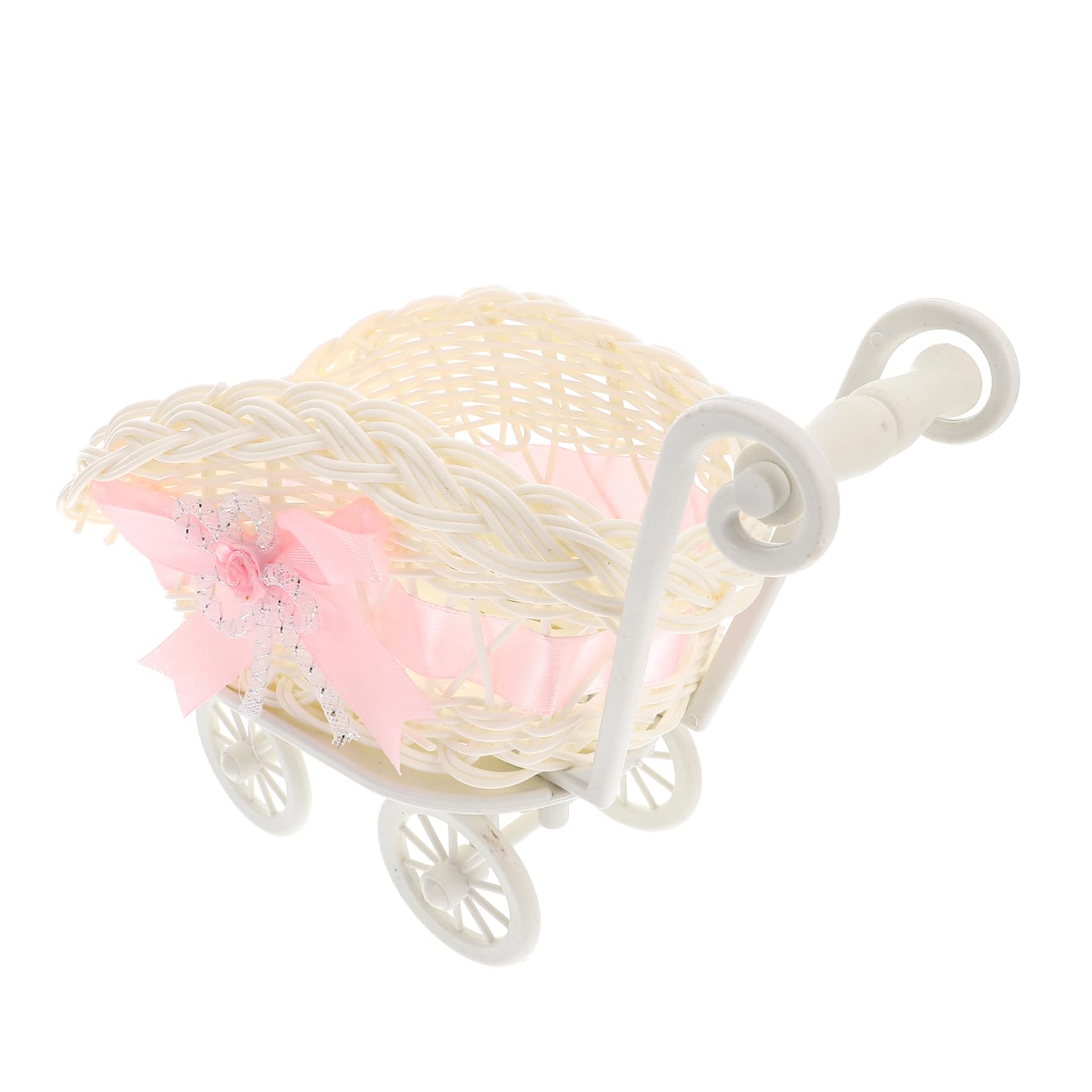 GREENADSCAPE Woven Trolley Basket - Elegant Wedding Shower Candy Basket, Decorative Gift Packaging for Bridal Showers, Baby Showers & Home Decor