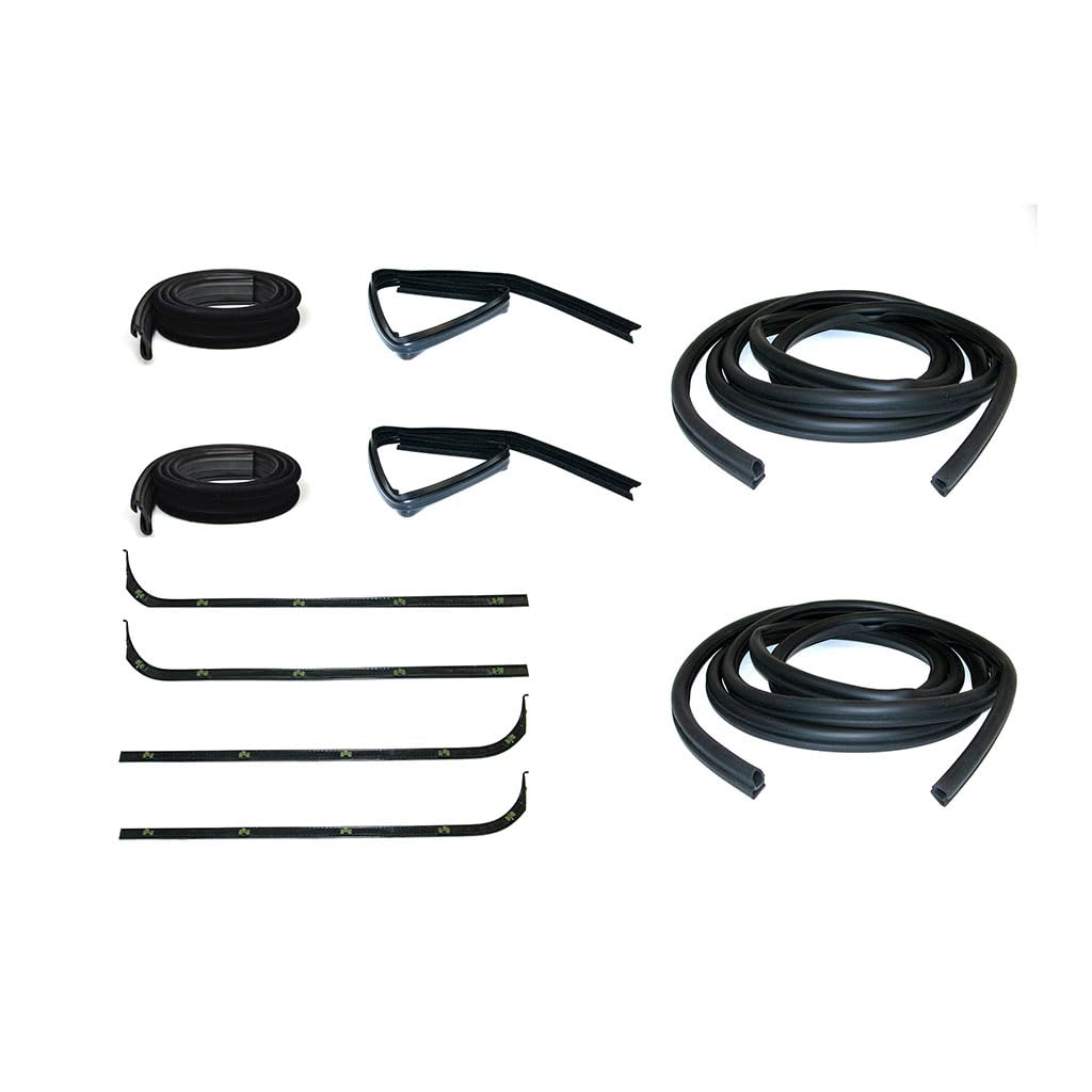 KF1003-10 Complete Car Weatherstrip Seal Kit - Inner/Outer Belt, Upper Channel & Division Bar Channel - Driver & Passenger Side Door Weather Stripping for Enhanced Noise Reduction & Weather Protection | Perfect for Vehicle Door Seal Replacement & Restoration