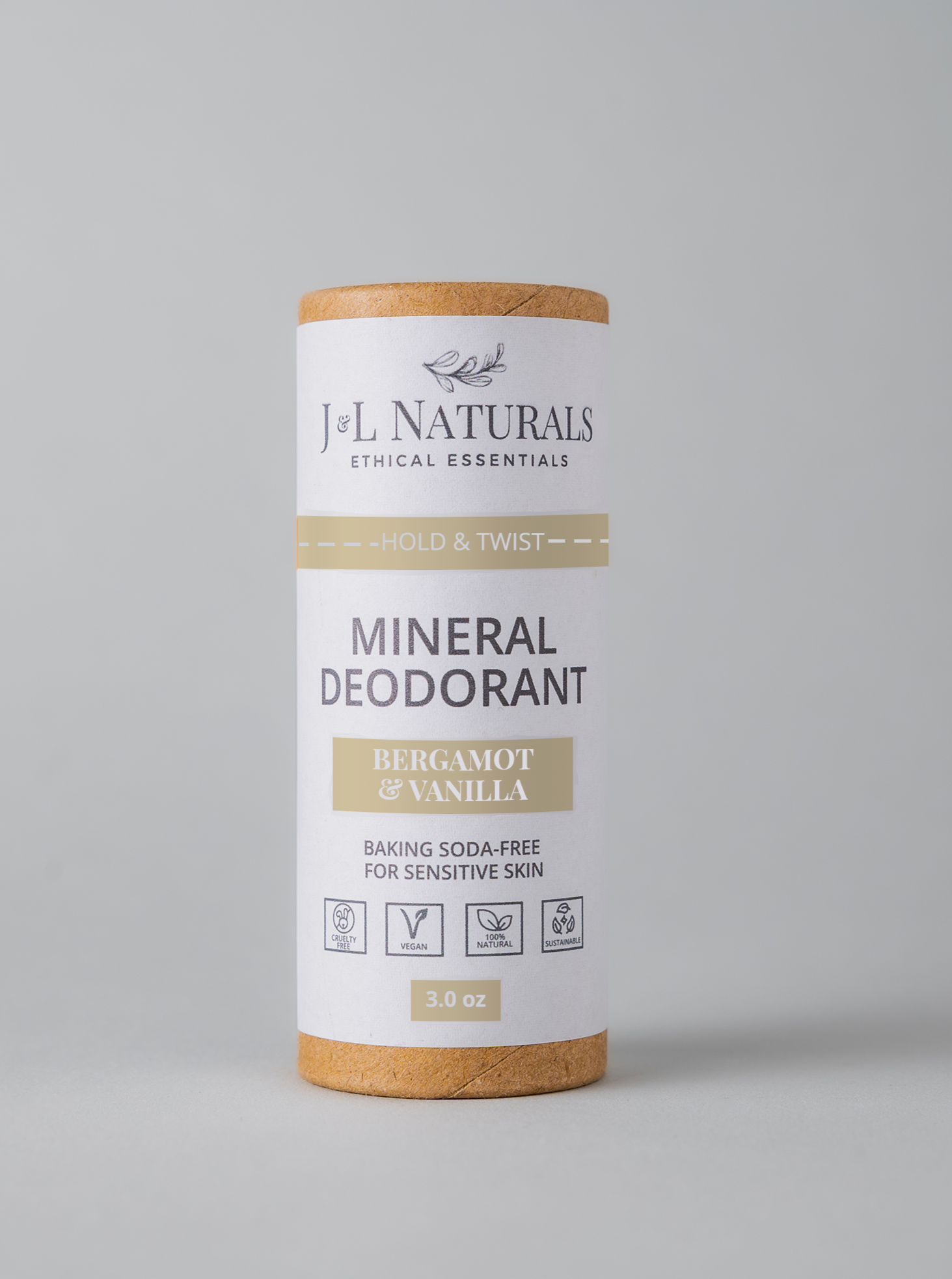 Natural Mineral Deodorant with Bergamot & Vanilla - All-Day Odor Protection for Men & Women - Ideal for Gym, Work & Daily Use