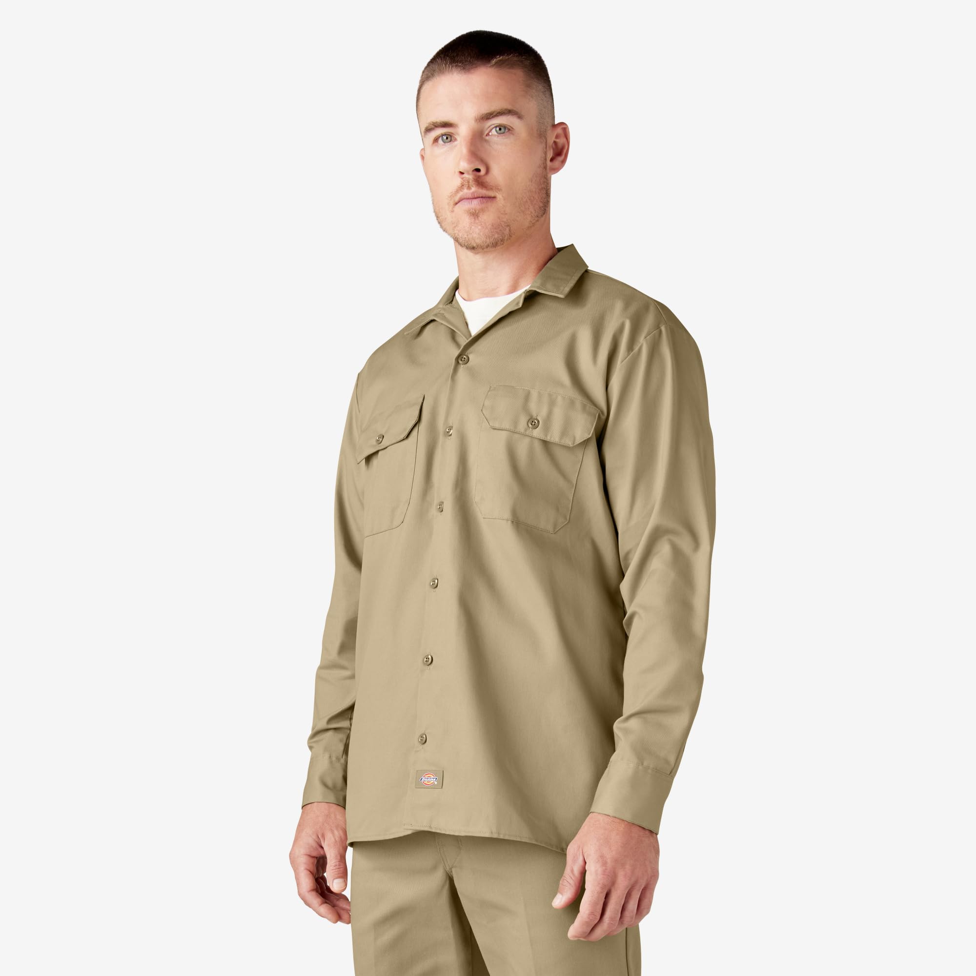 Dickies Men's Big & Tall Long Sleeve Work Shirt - Durable Cotton Button Down for Construction, Warehouse & Outdoor Jobs
