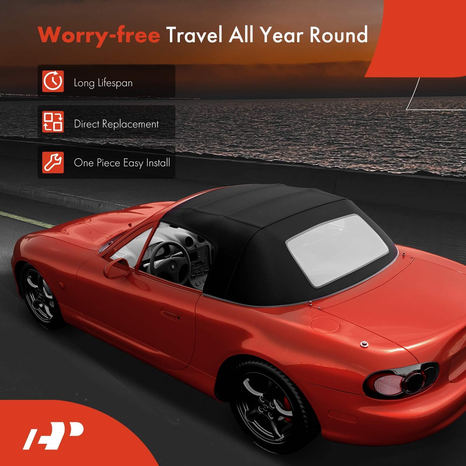 Premium Black Convertible Soft Top Replacement for Ford Mustang 2005-2014 - High-Quality Convertible Fabric with Glass Window - Perfect for Road Trips & Sunny Day Drives