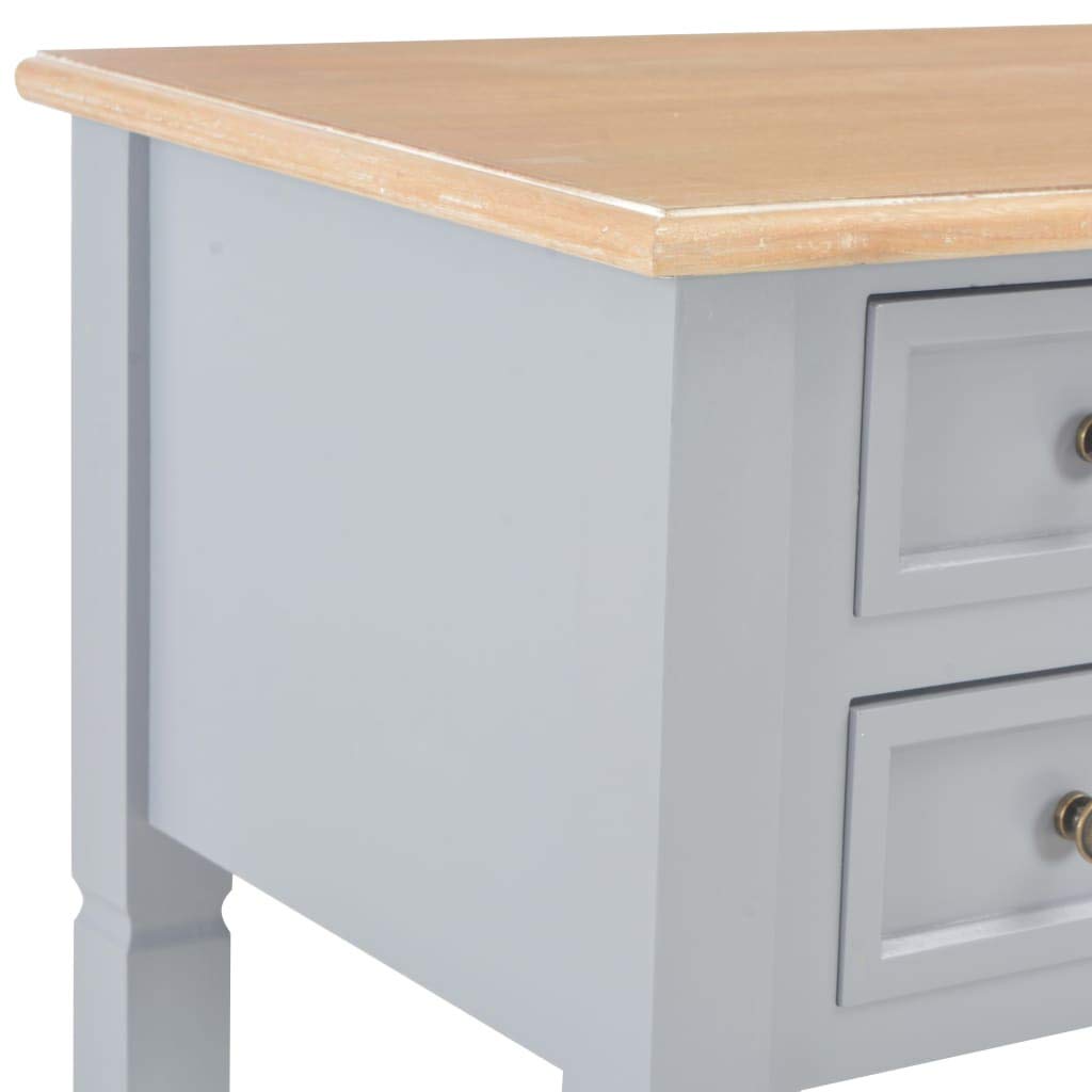Gray Wooden Writing Desk with Storage Drawers - Solid MDF & Pinewood Construction, Spacious Work Surface for Home Office, Study or Dorm Room - Classic Timeless Design for Work, Study & Creative Projects