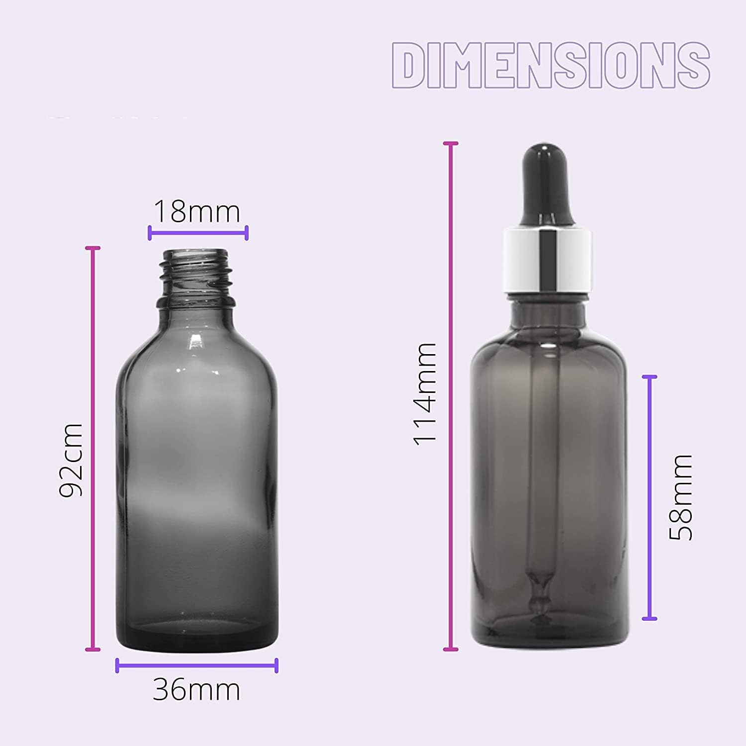 Premium Glossy Black Round Glass Bottle with Dropper & Black Ring - 3 Pack, Empty, Reusable & Refillable for Essential Oils, DIY Beauty, and Skincare Products - Perfect for Aromatherapy, Homemade Serums, and Travel Size Containers