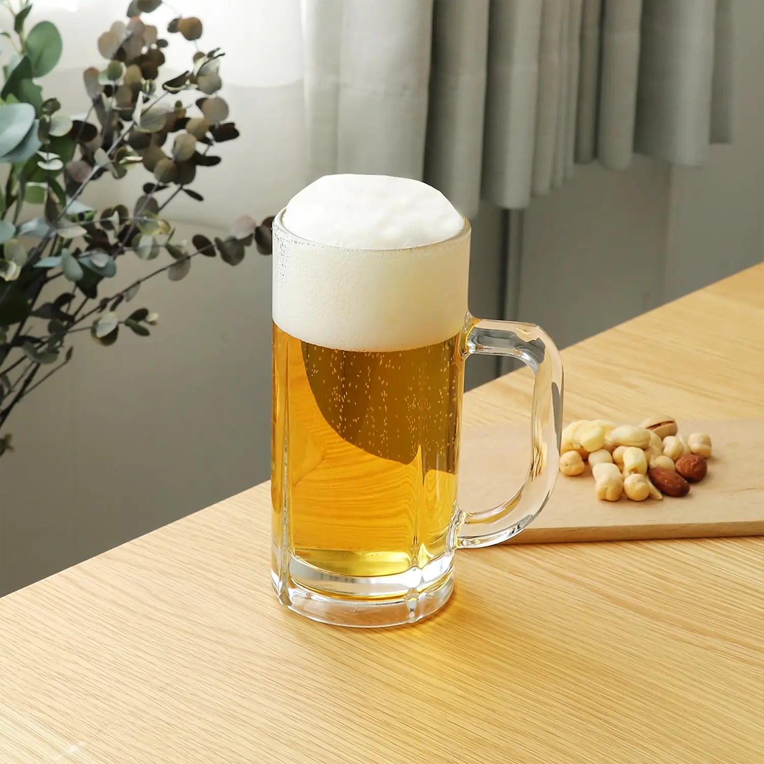 Aderia Lute Soda Lime Glass Beer Mugs - Set of 3, 12oz Vintage Style Drinking Glasses for Beer, Soda, Cocktails - Perfect for Home Bar, Parties & Gifts