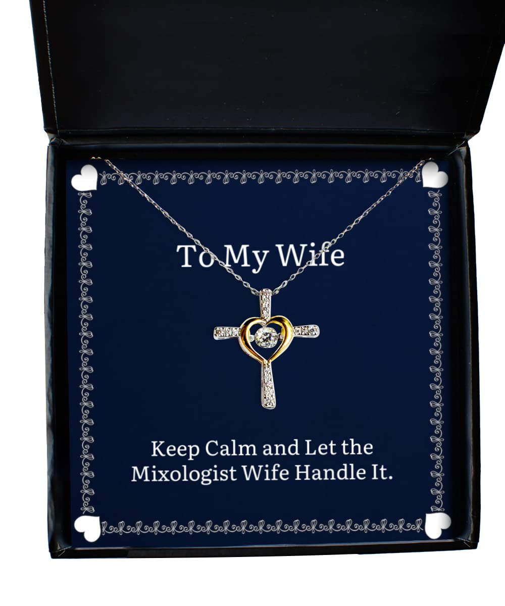 Keep Calm and Let The Mixologist Wife Handle It - Funny Cocktail Themed Necklace Jewelry Gift for Wife from Husband | Perfect for Anniversary, Birthday & Dance Parties