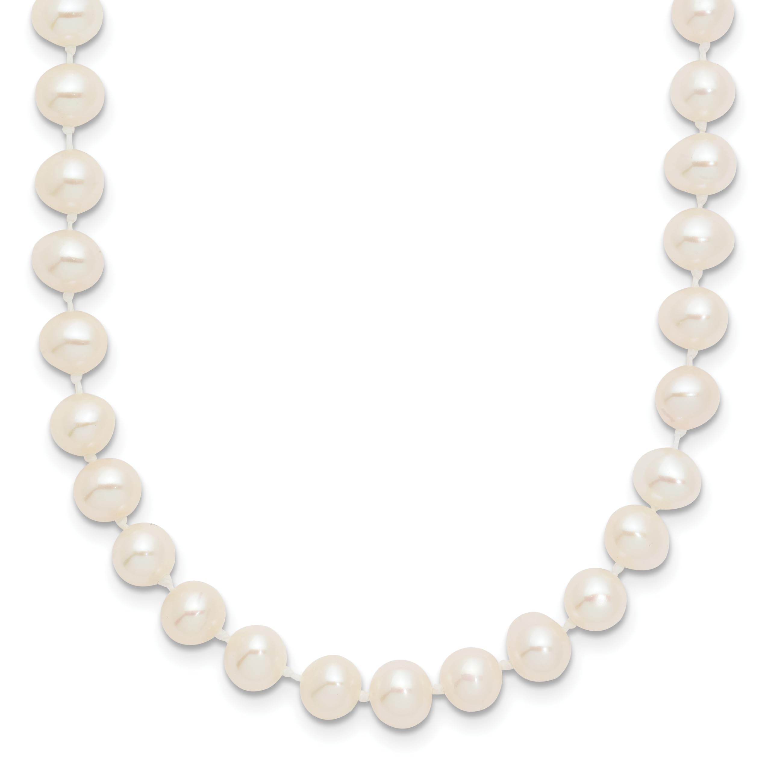 14K White Near Round Freshwater Cultured Pearl Necklace - 5-6mm Pearls, Elegant Jewelry Gift for Women, Perfect for Weddings, Parties & Special Occasions
