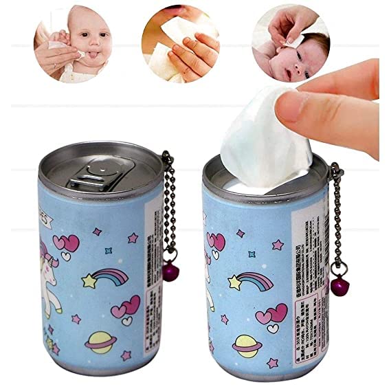 Portable Mini Wet Wipes Can - Soft Cologne Face & Body Wipes for Kids, Women & Men - Travel-Friendly Moist Tissues for On-the-Go Cleaning, Gym, Baby Care & Makeup Removal (Pack of 1)