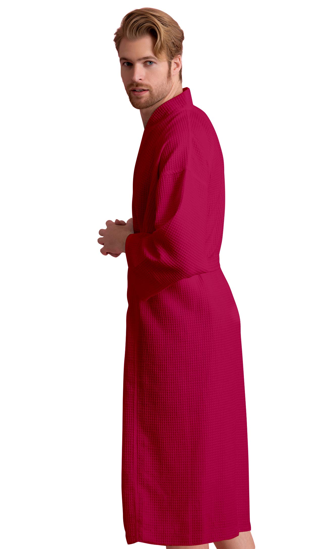 Premium Soft Touch Linen Waffle Spa Bathrobe for Men - Luxurious Square Pattern Cotton Robe for Relaxation, Spa & Home Comfort