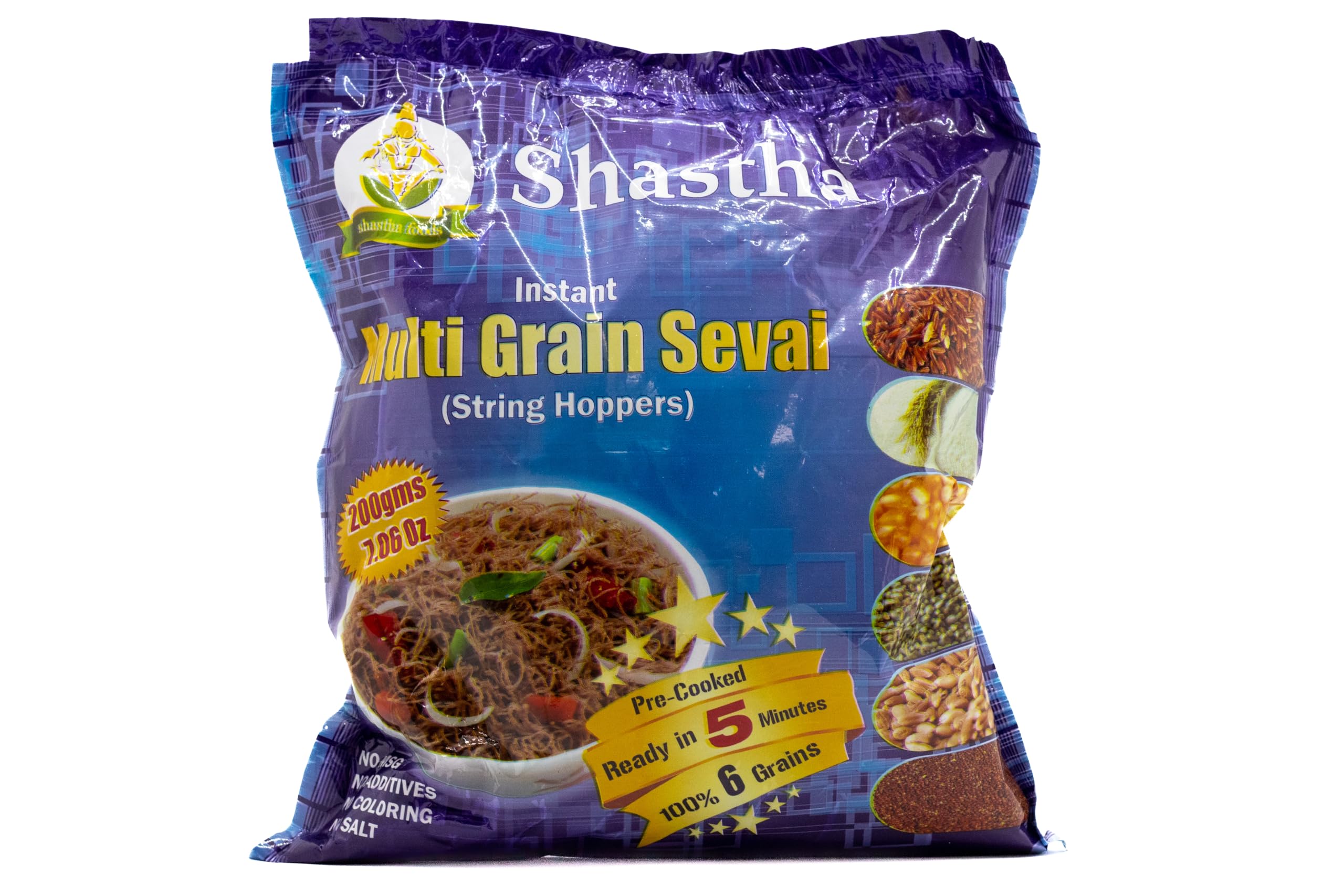 Shastha Rice Sevai Combo Pack A - 4 Varieties (Red Rice, Multigrain, Ragi & Brown Rice) - 200g Each - Healthy Indian Noodles for Breakfast, Lunch & Dinner - Perfect for Vegan & Gluten-Free Diets