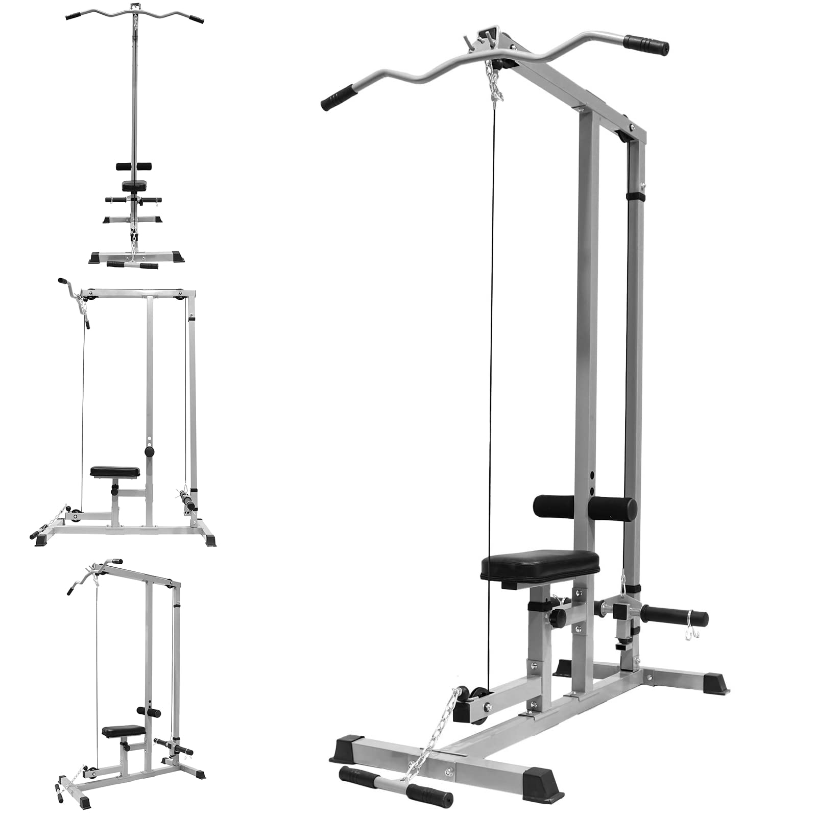 Cleanclo LAT Pull Down and Low Row Cable Machine - Dual Function Home Gym Equipment for Strength Training & Body Workout | Perfect for Functional Fitness, Muscle Building & Full-Body Exercises in Home Gym Setup