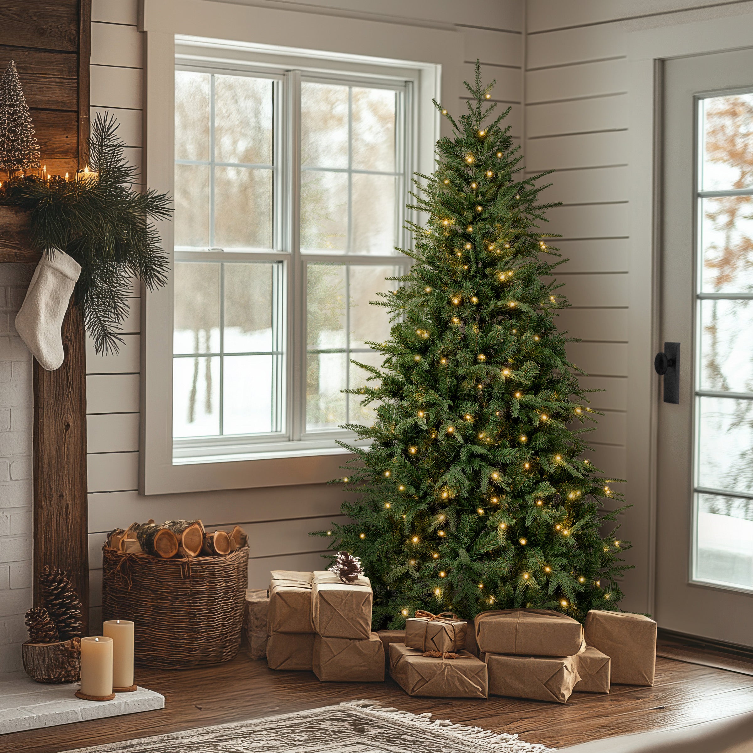 6 ft. Pre-Lit Duxbury Artificial Christmas Tree with Warm White LED Lights - Perfect for Home, Office, and Holiday Decorations