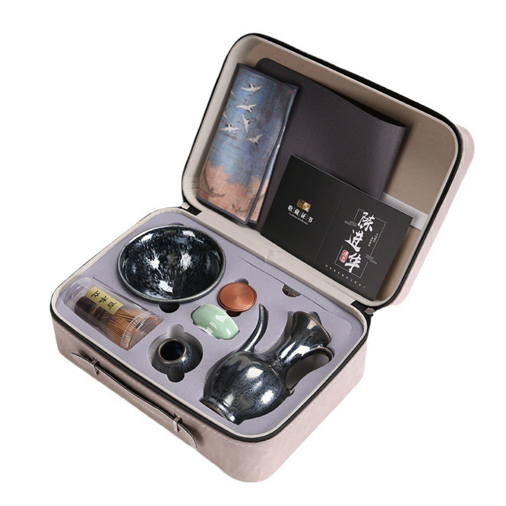 Premium Tenmoku Matcha Green Tea Set with Travel Bag - Authentic Japanese Ceremony Kit for Home, Office & Travel - Perfect Gift for Tea Lovers
