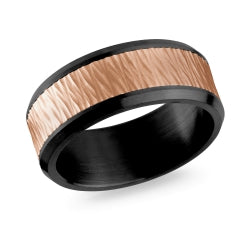 8.5MM Gold & Black Zirconium Men's Wedding Band - Durable Luxury Ring for Engagement, Anniversary & Everyday Wear