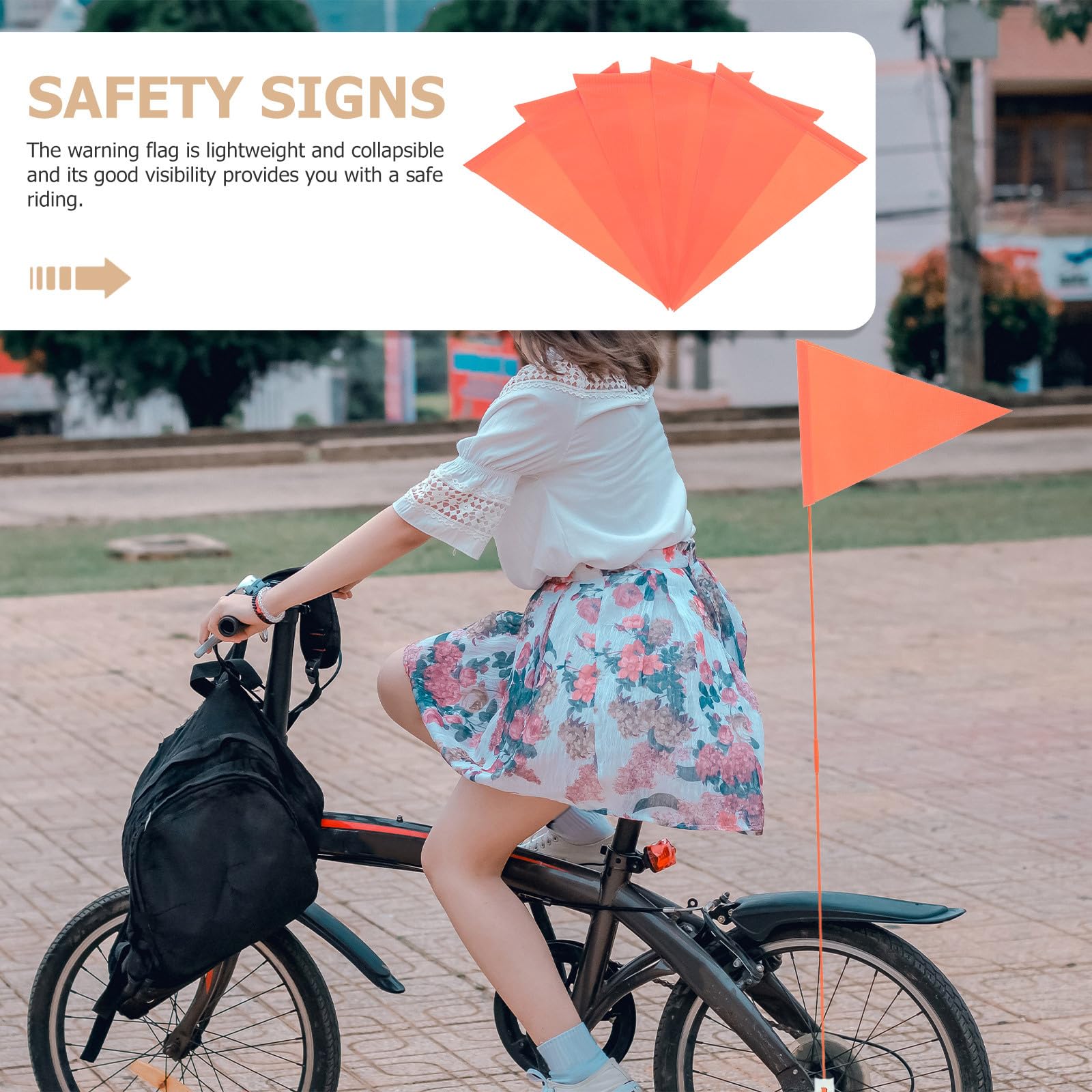 5PCS High Visibility Orange Bike Safety Flags - Tear-Resistant & Waterproof Bicycle Safety Pennants for Electric Bikes, Cars, Outdoor Tents - Perfect for Road Cycling, Camping & Emergency Signaling