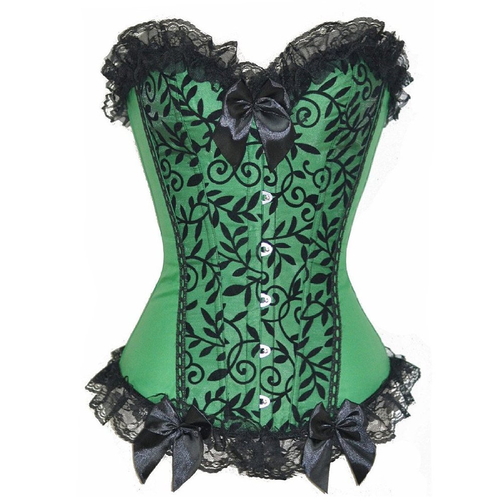 KIWI RATA Women's Plus Size Floral Lace Corset Top - Overbust Bustier with Boning & Lace-Up Detail - Waist Cincher for Shapewear & Vintage Fashion - Perfect for Burlesque, Cosplay and Evening Wear