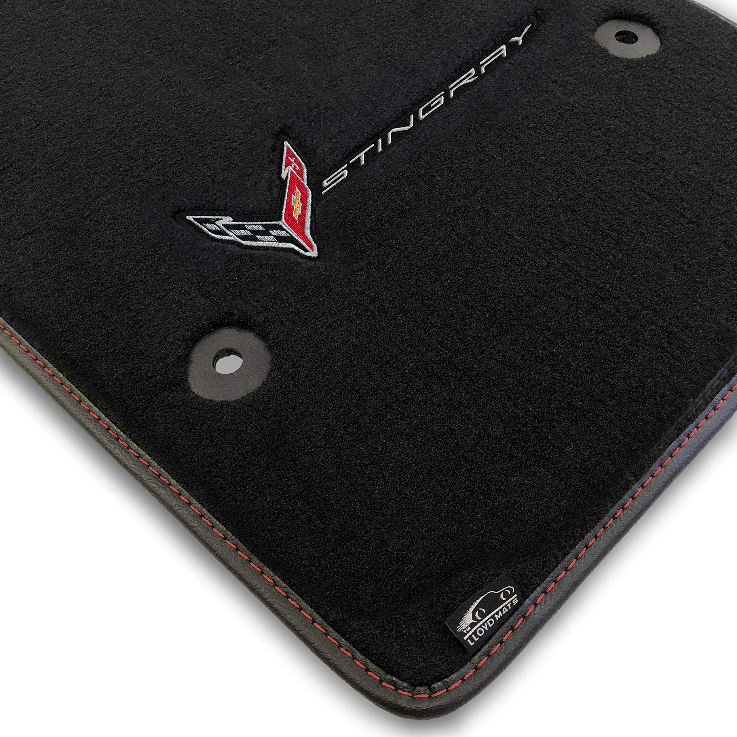 Premium Custom-Fit Carpeted Floor Mats for Corvette C8 2020-2024 - Luxury Car Floor Liners (Charcoal, 2PC Combo with Silver Stingray Logo) - Perfect for Daily Driving & Car Shows