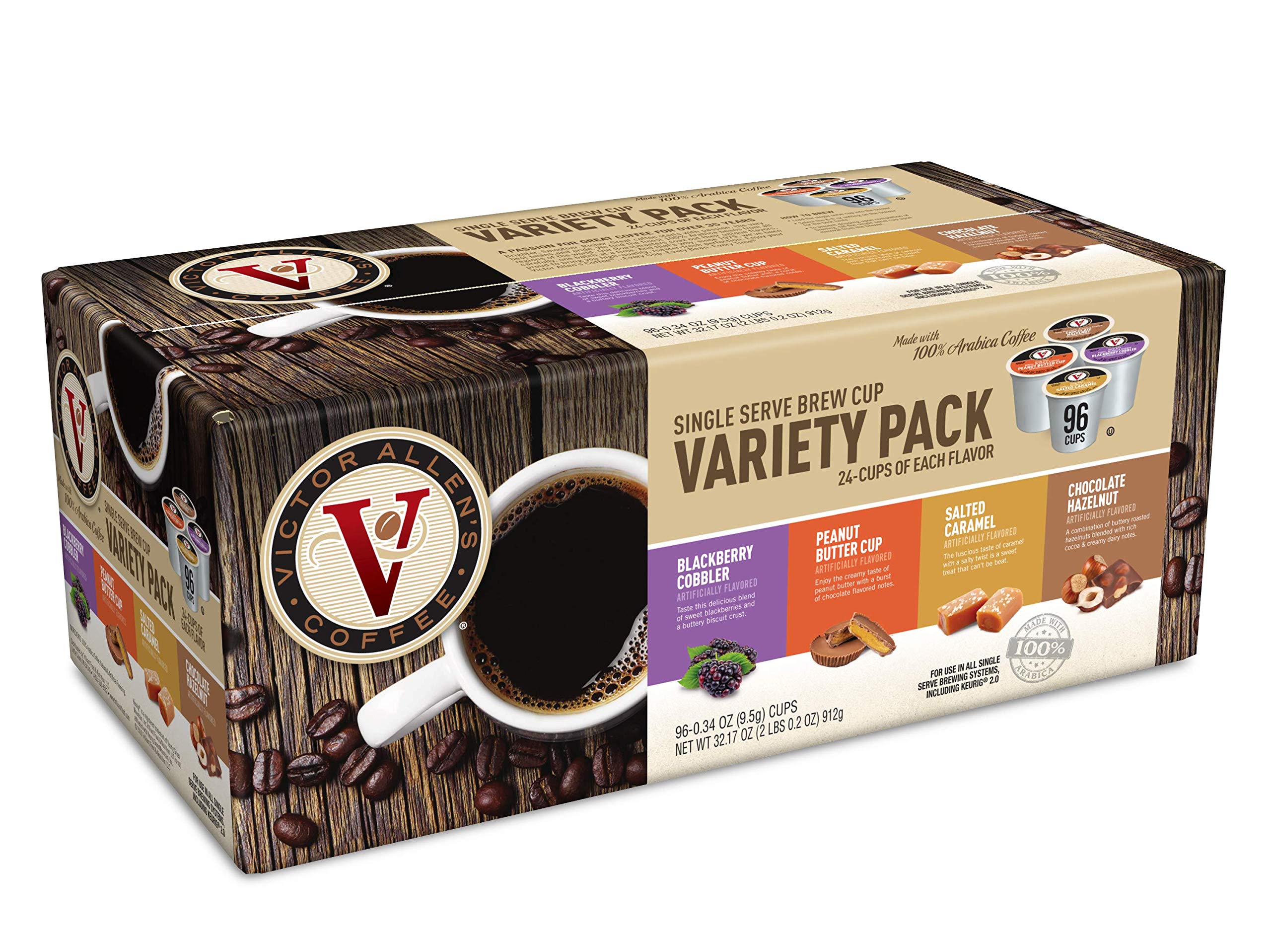Victor Allen's Medium Roast Coffee Variety Pack - Autumn Blend & Sweet & Salty Flavors (192 Single-Serve Pods) | Perfect for Office, Home Brewing & Entertaining