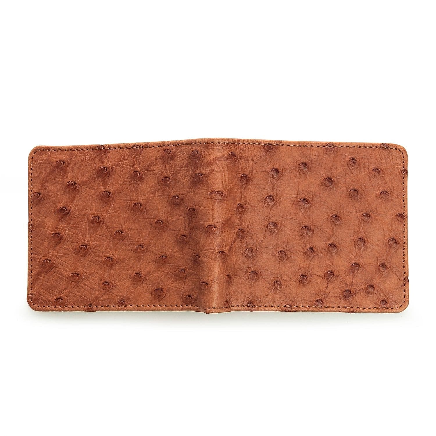 Premium Lining Cognac Brown Ostrich Skin Leather Wallet for Men - Slim Bifold RFID Blocking Luxury Billfold - Perfect for Business, Travel & Everyday Use