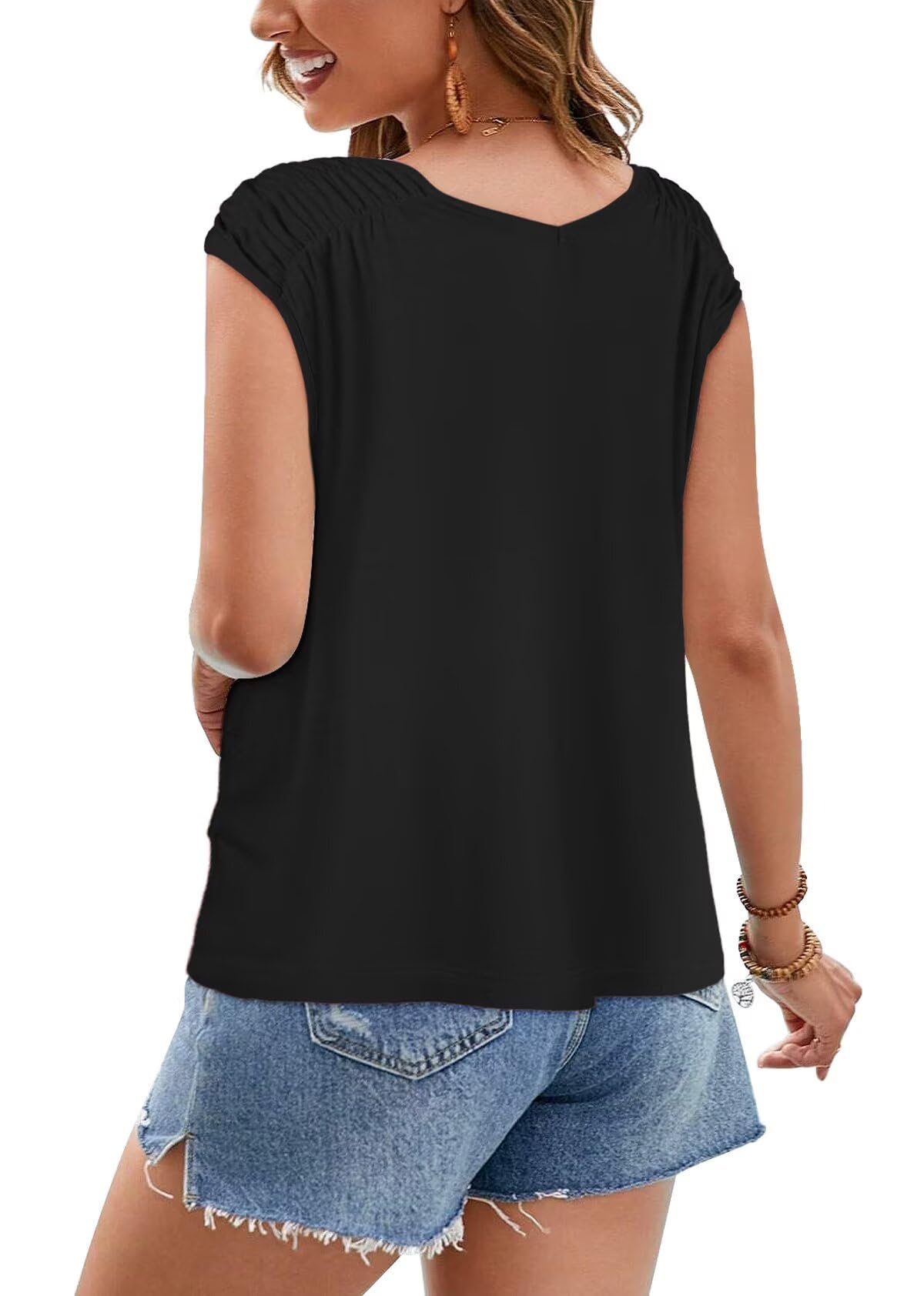 Bliwov Women's Cute Summer Short Sleeve T-Shirt - Casual V-Neck Loose Fit Flowy Top for Women | Trendy 2025 Fashion | Perfect for Beach Outings, Weekend Brunch & Summer Vacations