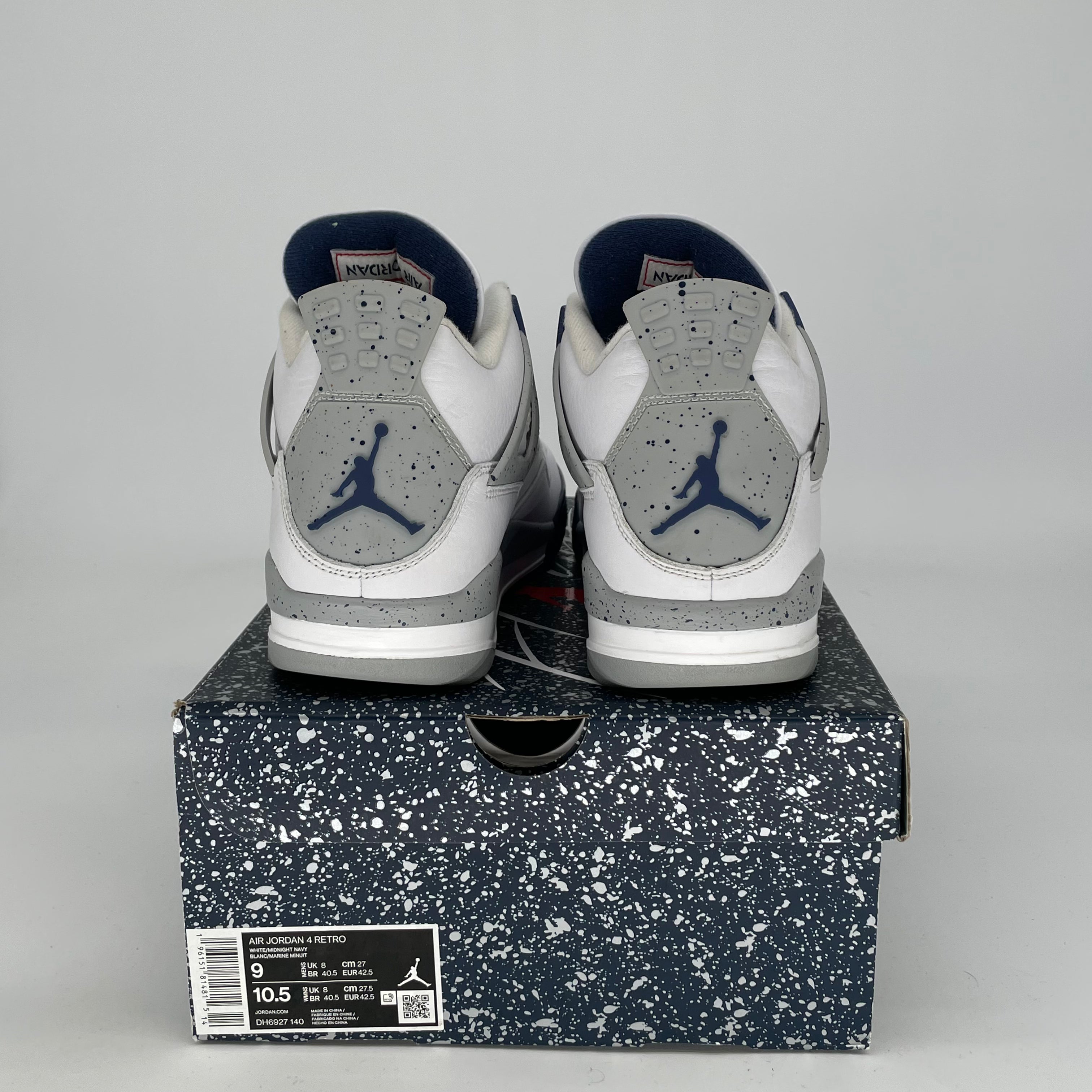 Air Jordan 4 Retro Midnight Navy Men's/Women's Sneakers - Size 9/10.5W (DH6927-140) - Basketball Shoes for Streetwear & Casual Outfits