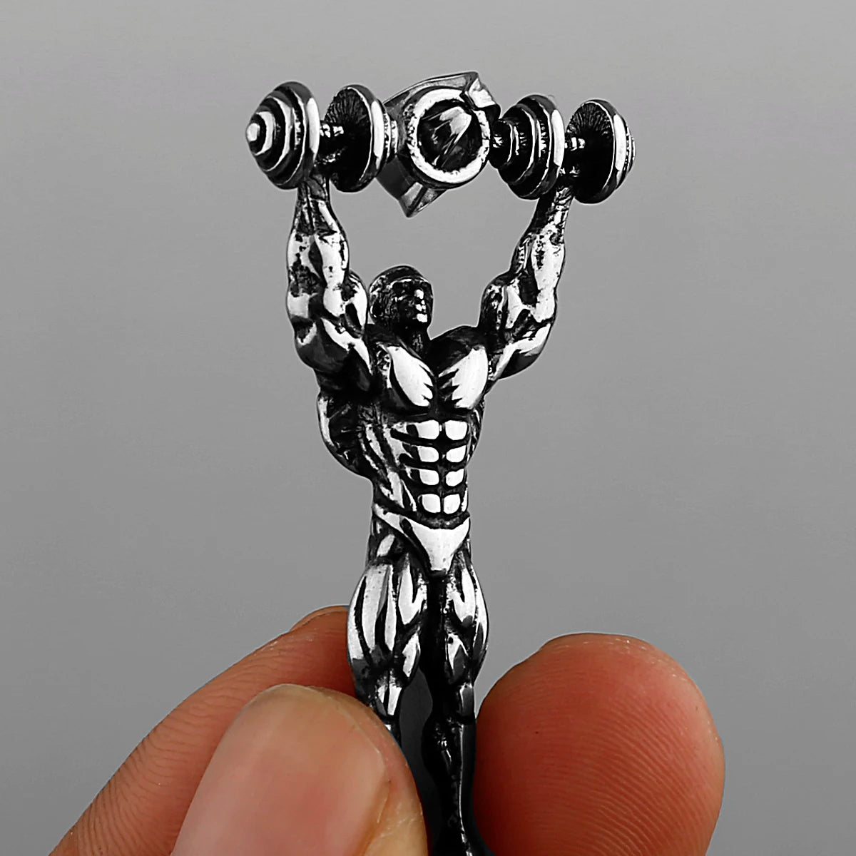 Stainless Steel Vintage Hip Hop Biker Pendant Necklace for Men - Fitness & Muscle Inspired Jewelry - Perfect for Gym, Workout, Streetwear and Biker Fashion