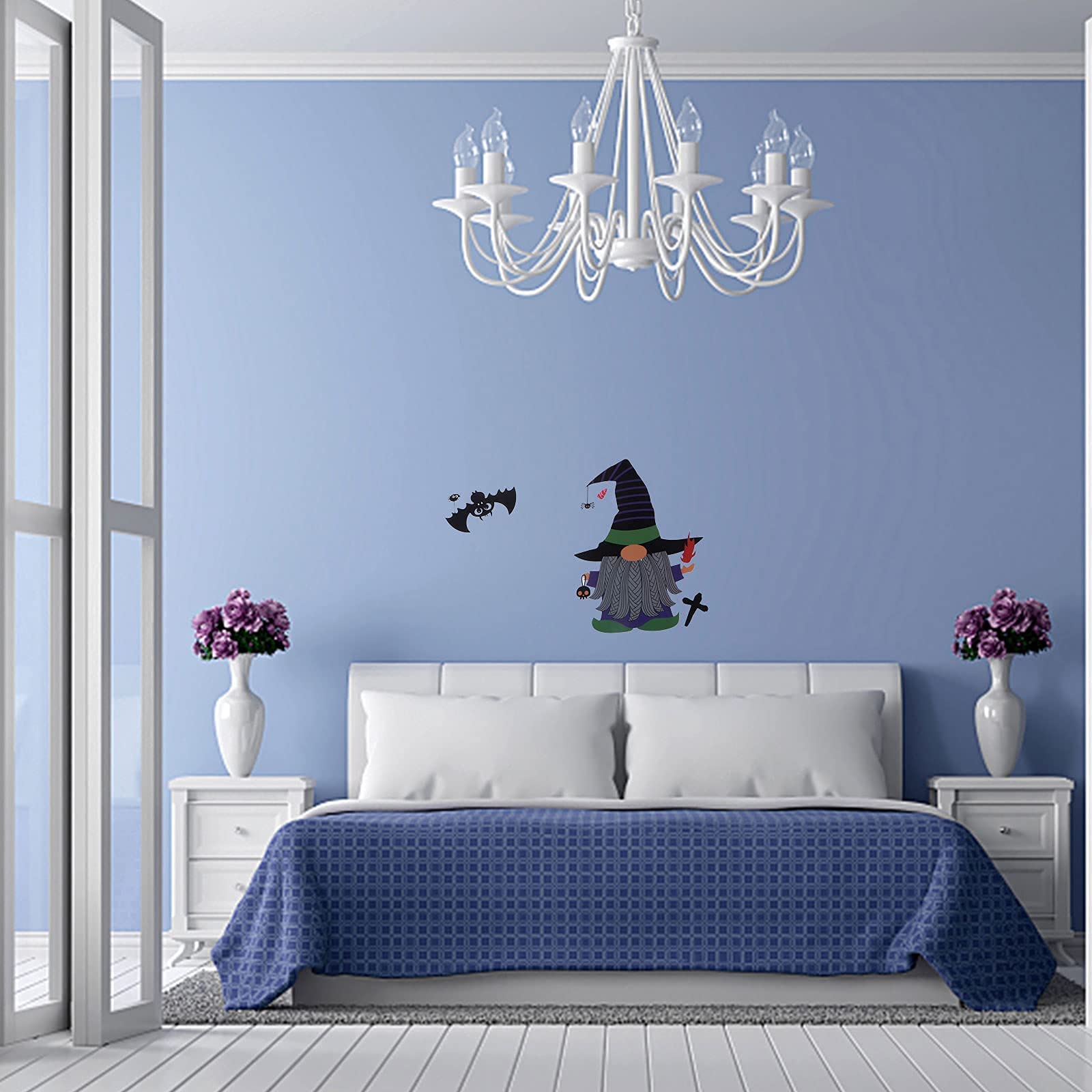 LUOZZY 9 Sheets Halloween Gnome Stickers - Bat Window Decals & Wall Clings for Halloween Party Decorations - Perfect for Home, Office, and Classroom Halloween Decor