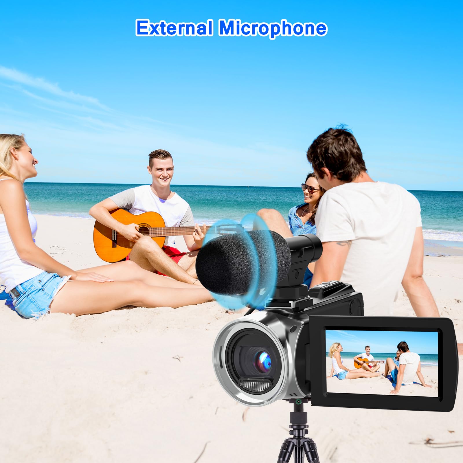 ISHARE 4K 48MP Digital Video Camera with 270° Flip Screen - Vlogging Camcorder for YouTube, Travel & Family Recording - Includes 2 Batteries & 32GB SD Card - Perfect for Beginners, Content Creators & Home Movies