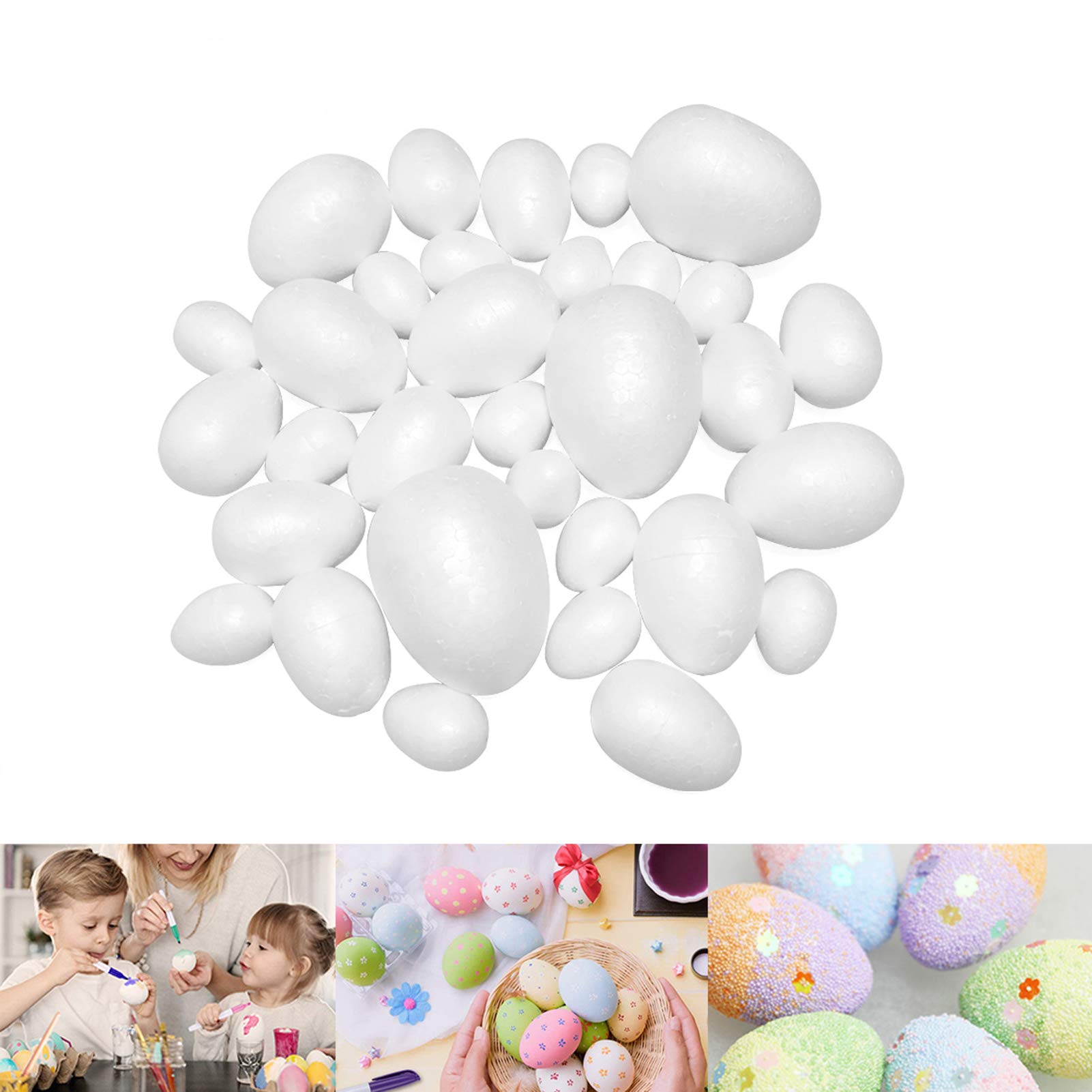 ACTENLY 26-Piece White Foam Egg Set - 5 Sizes Polystyrene Balls for Easter Crafts, DIY Decorations, Painting Projects - Perfect for Easter Displays, Home Decor & Party Supplies