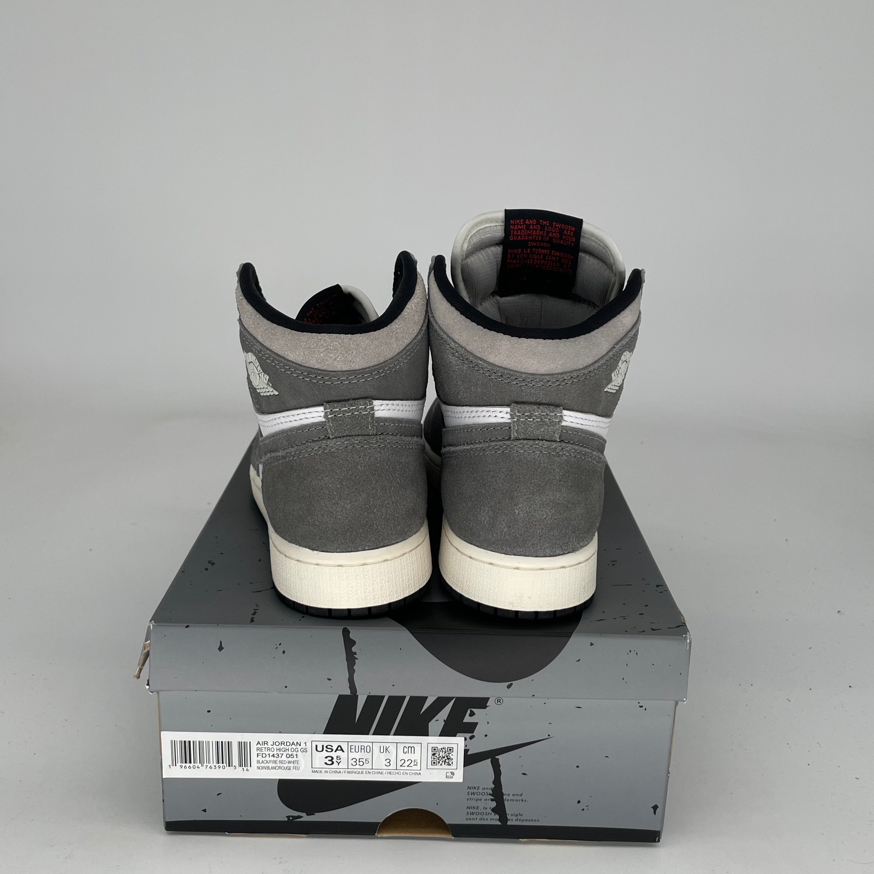 AIR JORDAN 1 WASHED BLACK Sneakers - Size 3.5Y (FD1437-051) - Retro Basketball Shoes for Men & Women - Perfect for Casual Wear, Street Style & Sneaker Collection