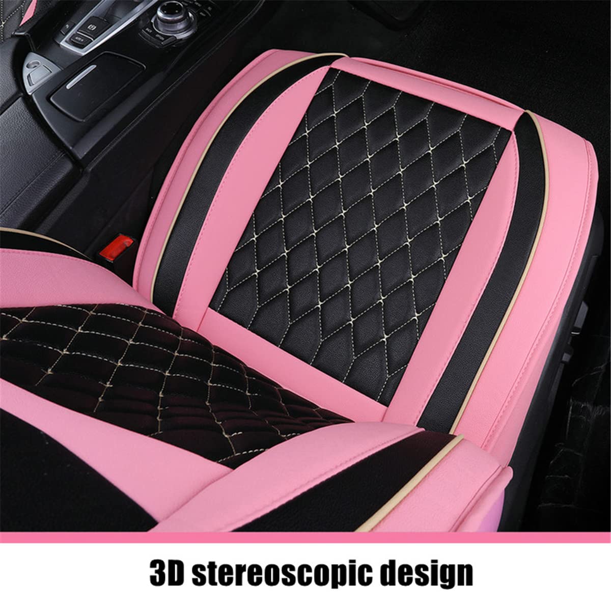 Premium Waterproof Leather Car Seat Covers for Front Seats - Universal Fit for Cars, SUVs & Trucks (2-Piece Set, Black & Pink) | Non-Slip Luxury Protection & Easy Cleaning | Perfect for Daily Commute, Road Trips & Family Travel
