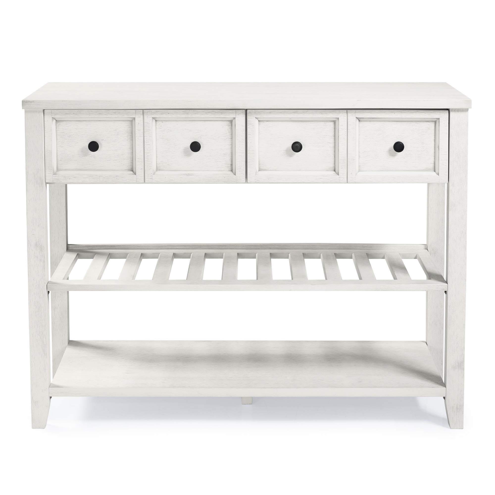 Walker Edison 48 Inch Modern Farmhouse Wood Buffet Sideboard - Entryway Console Table with Storage Cabinet Doors, White - Perfect for Dining Room, Living Room & Hallway Organization