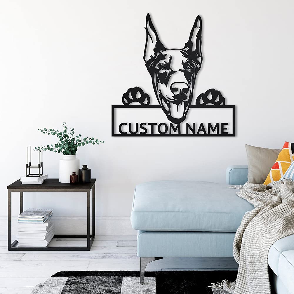 Custom Personalized Doberman Dog Metal Sign Art - Unique Doberman Pet Gift for Dog Lovers - Funny Animal Wall Decor for Home, Office & Kennel