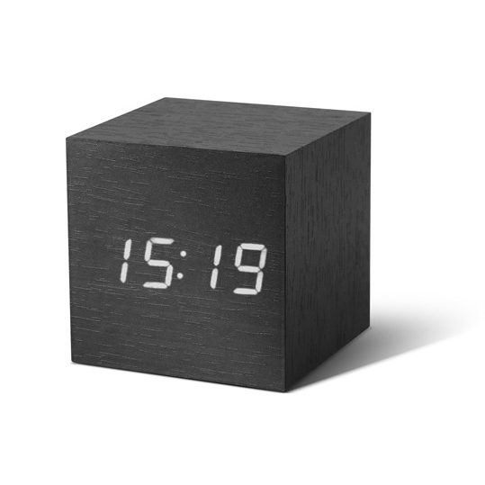GINGKO LED Cube Click Clock - Digital Alarm Clock with Temperature Display, Black & White - Perfect for Bedroom, Office, and Nightstand Use
