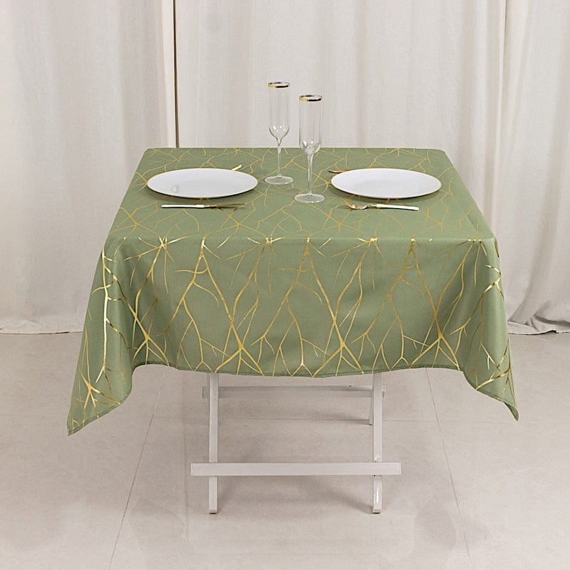 54x54 Inch Polyester Square Table Overlay with Metallic Geometric Design - Perfect for Wedding, Party, and Home Decor