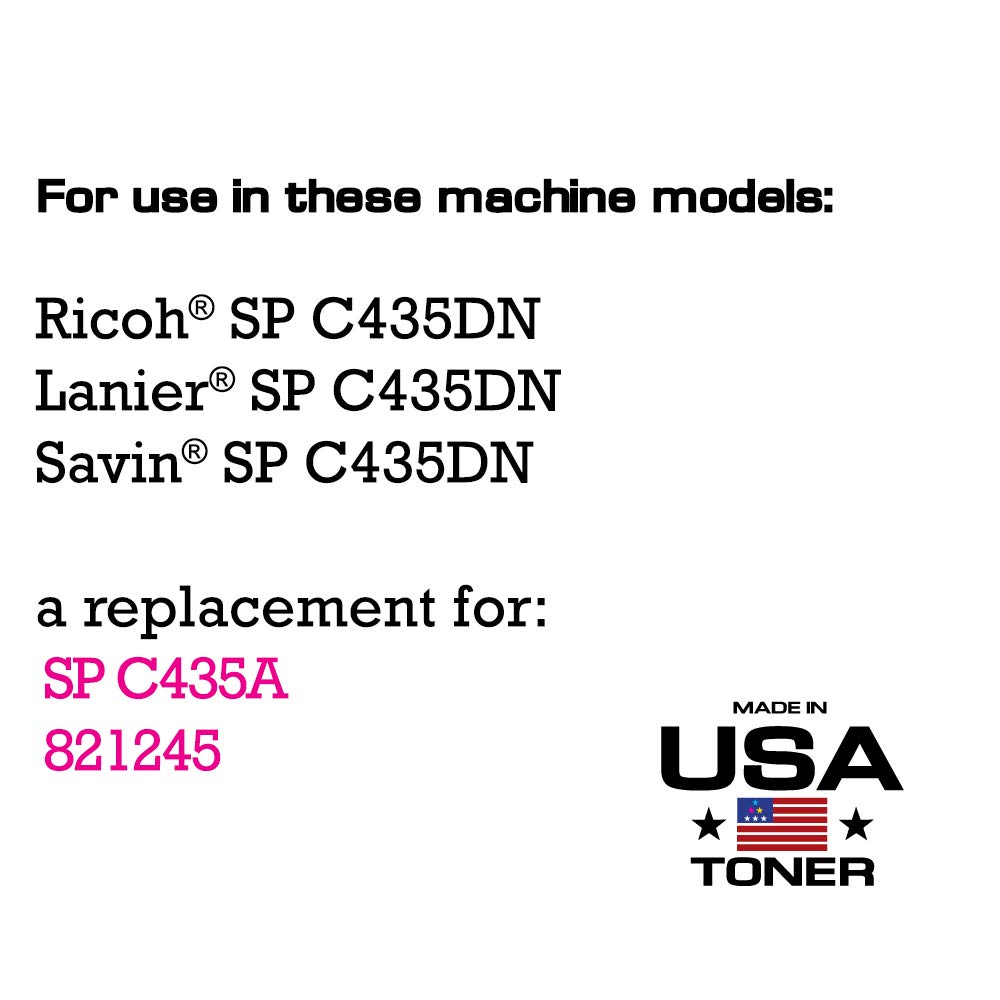 High-Quality MADE IN USA Toner Cartridge - Compatible with Ricoh SP C435DN, Lanier SP C435DN & Savin SP C435DN Printers | 821245 Magenta (2-Pack) | Perfect for Office Printing, Document Reproduction & High-Volume Copying