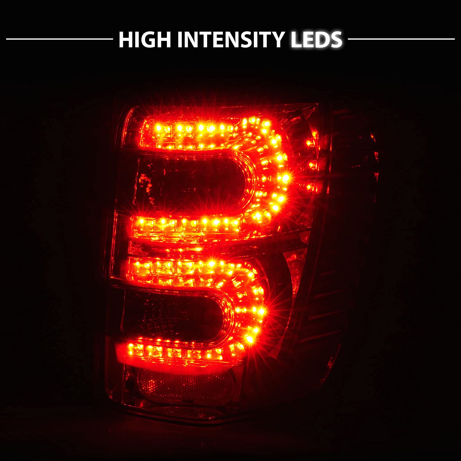 AmeriLite LED Tail Lights Assembly for 1999-2004 Jeep Grand Cherokee - Left & Right Side (Red/Smoke) - Durable & Bright Replacement Lights for Enhanced Night Driving Safety