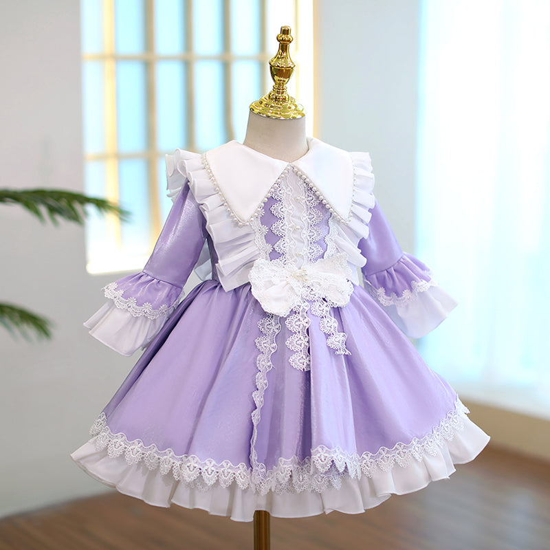 Baby Girl Princess Dress - Lolita Style Doll Collar Lace Puffy Sleeve Party Gown for Birthday, Photo Shoots & Special Occasions