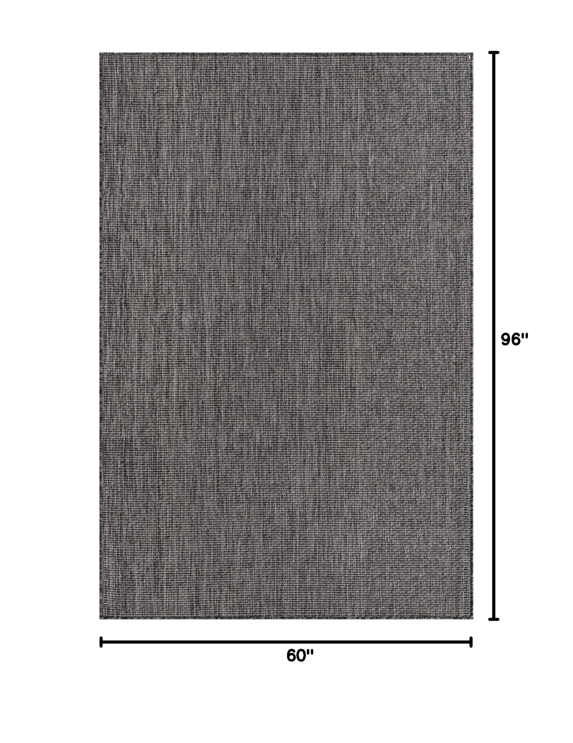 Rugs.com 5' x 8' Black Flatweave Outdoor Rug - Durable Solid Collection for Patio, Deck & Garden - Perfect for Bedrooms, Living Rooms & Dining Rooms