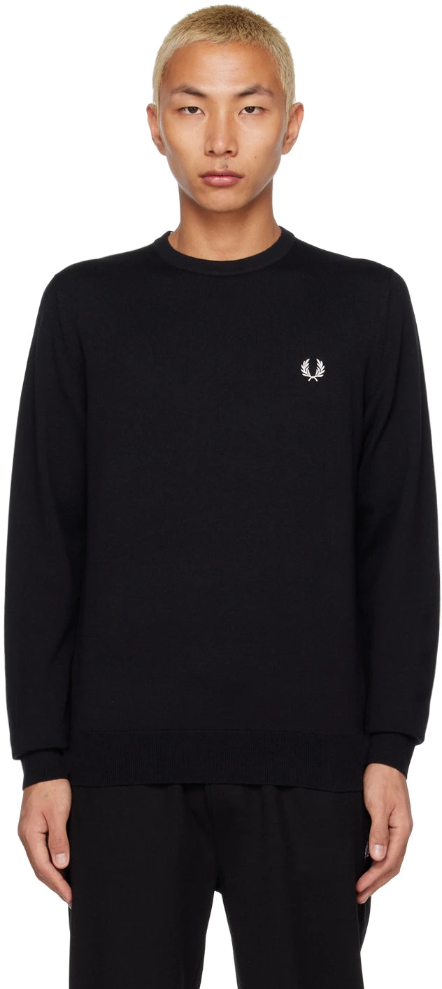 Fred Perry Marine Detailed Crew Neck Sweater - Classic Casual Knitwear for Men | Perfect for Office, Outings & Everyday Wear