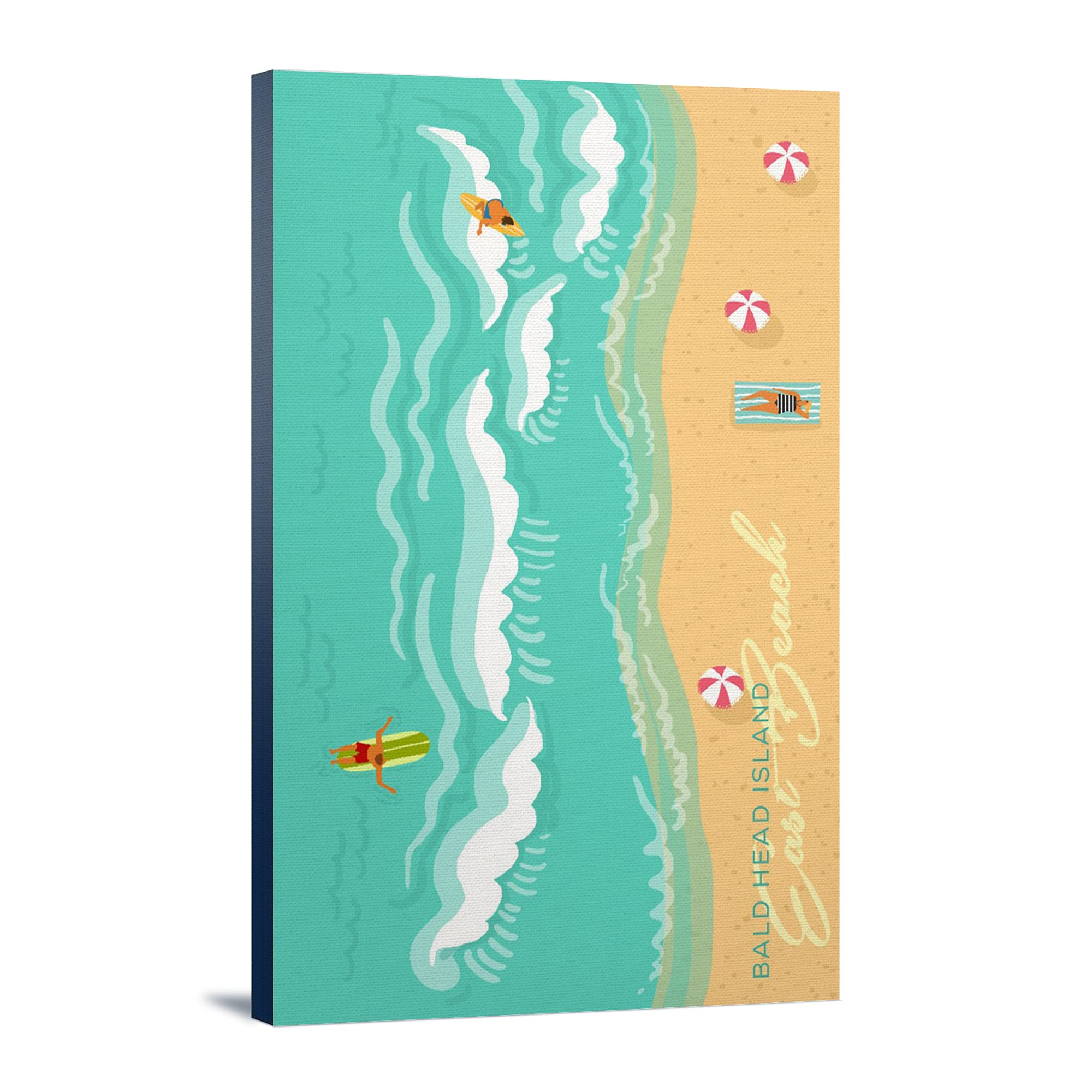 East Beach Bald Head Island North Carolina Aerial Beach Scene - 24x36 Gallery Wrapped Canvas Wall Art for Coastal Home Decor & Beach House Living Room