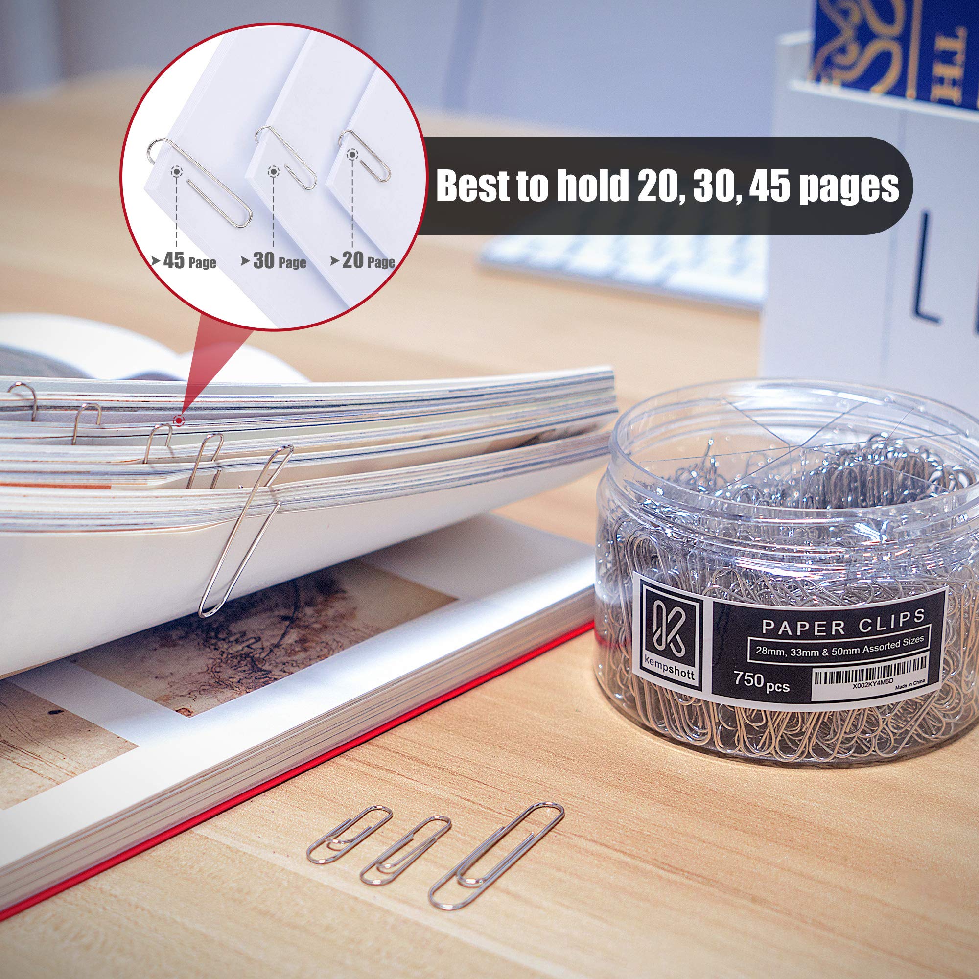 750 Assorted Size Paper Clips - Small, Medium & Large Silver Paper Clips for Office, School & Home Use | Perfect for Organizing Documents, Files & Paperwork