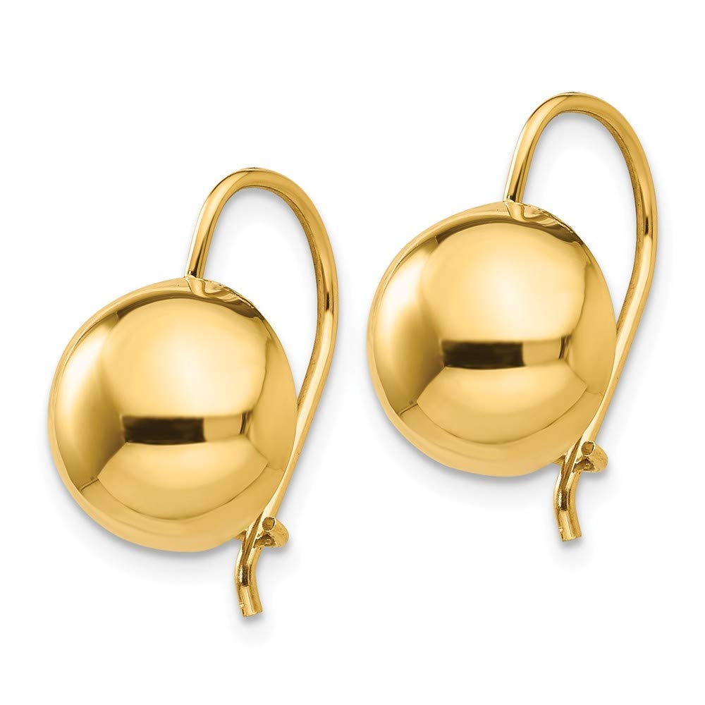 14K Yellow Gold 10.50mm Hollow Half Ball Earrings for Women - Dainty & Lightweight Hoop Earrings - Perfect for Everyday Wear, Parties & Special Occasions